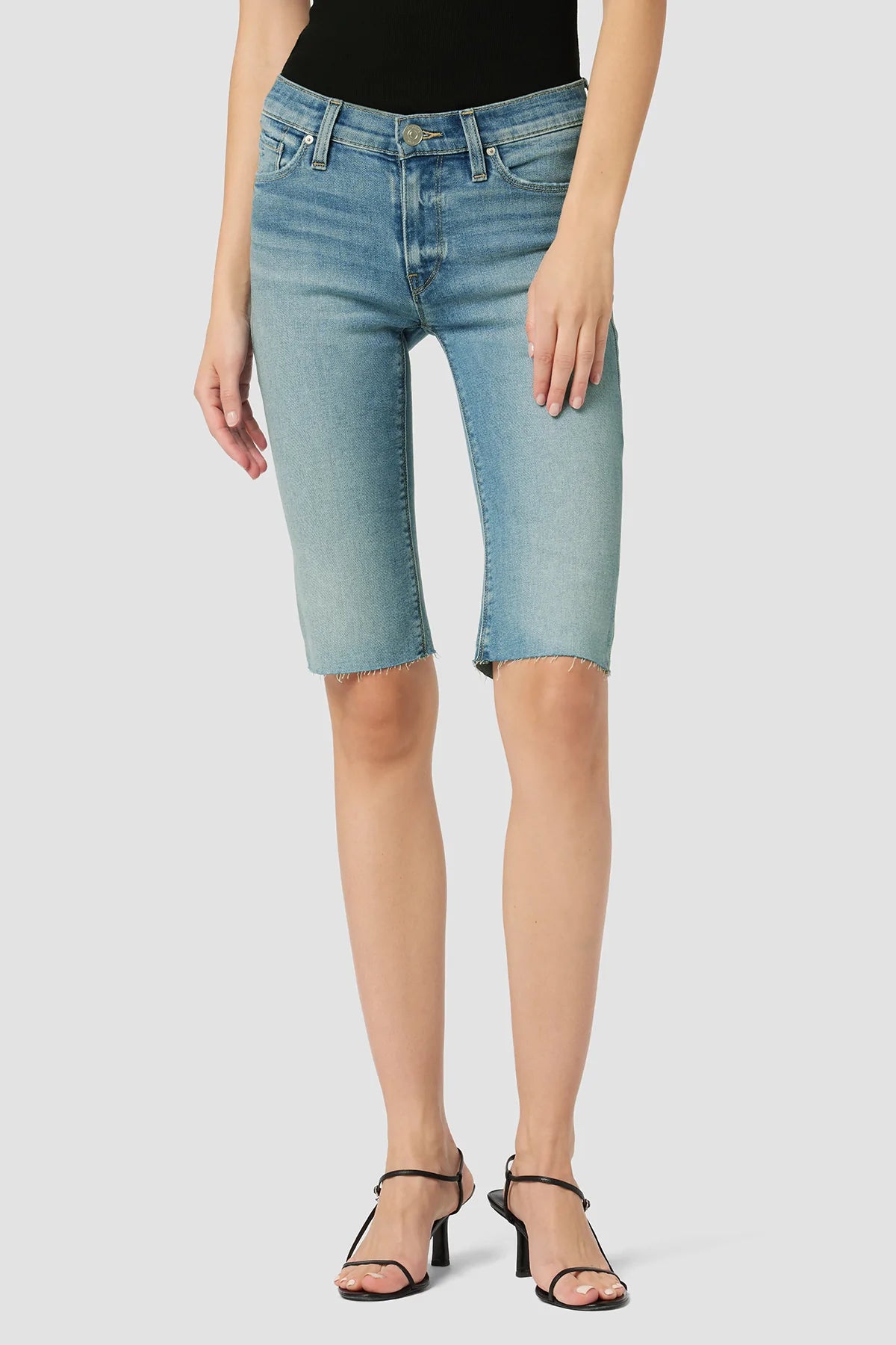 Amelia Mid Rise Shorts for Women - Comfortable Stretch Denim Shorts with High Waist | Perfect for Summer, Beach, and Casual Outings
