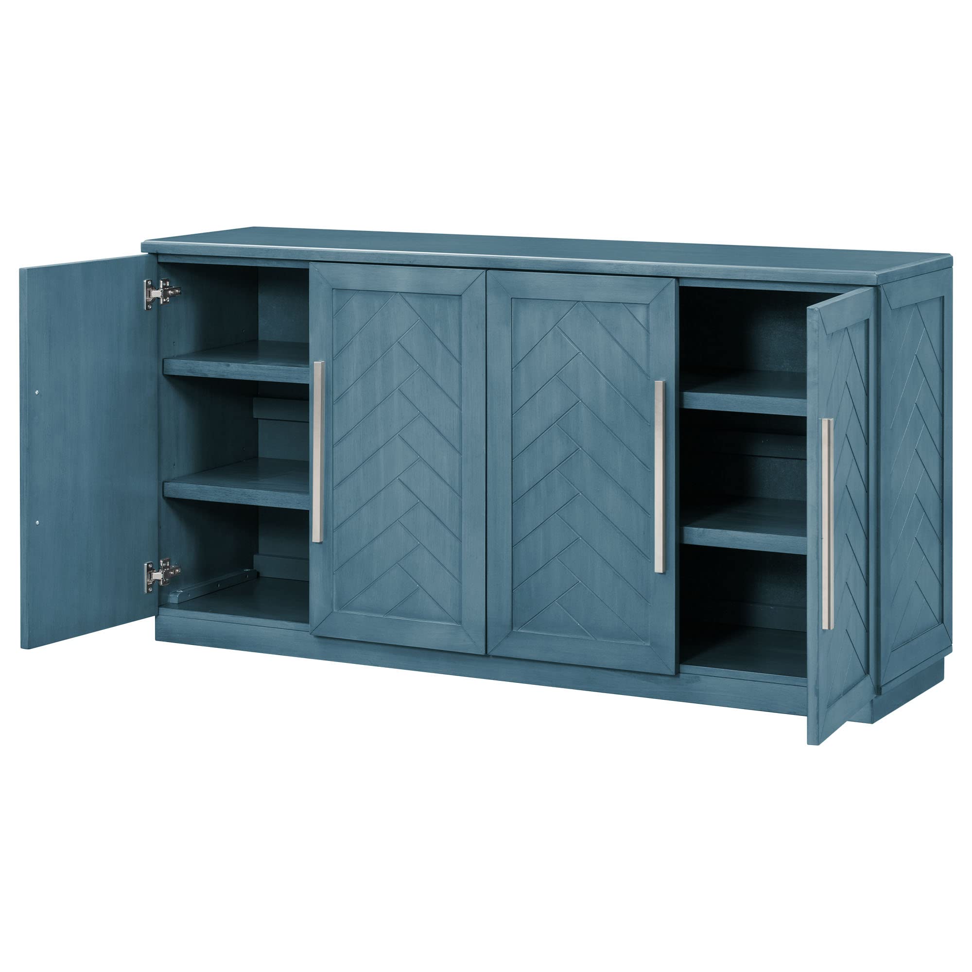 Modern Solid Wood Console Table with 6 Drawers - Retro Buffet Cabinet for Dining Room & Entryway