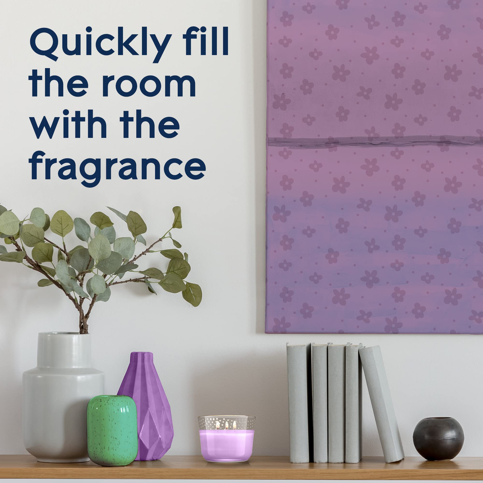 Glade Happy-Go-Lilac Scented Candle with Essential Oils - 3-Wick Air Freshening Candle, 6.8 Oz (Pack of 3) for Home, Bathroom & Relaxation