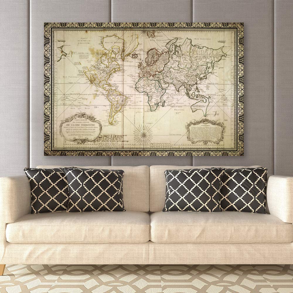 Wall26 Premium Canvas Wall Art - 12x18 Inches World Map Decor for Bedroom, Living Room, Office & Home Wall Decorations - Framed Canvas Prints for Modern Interior Design