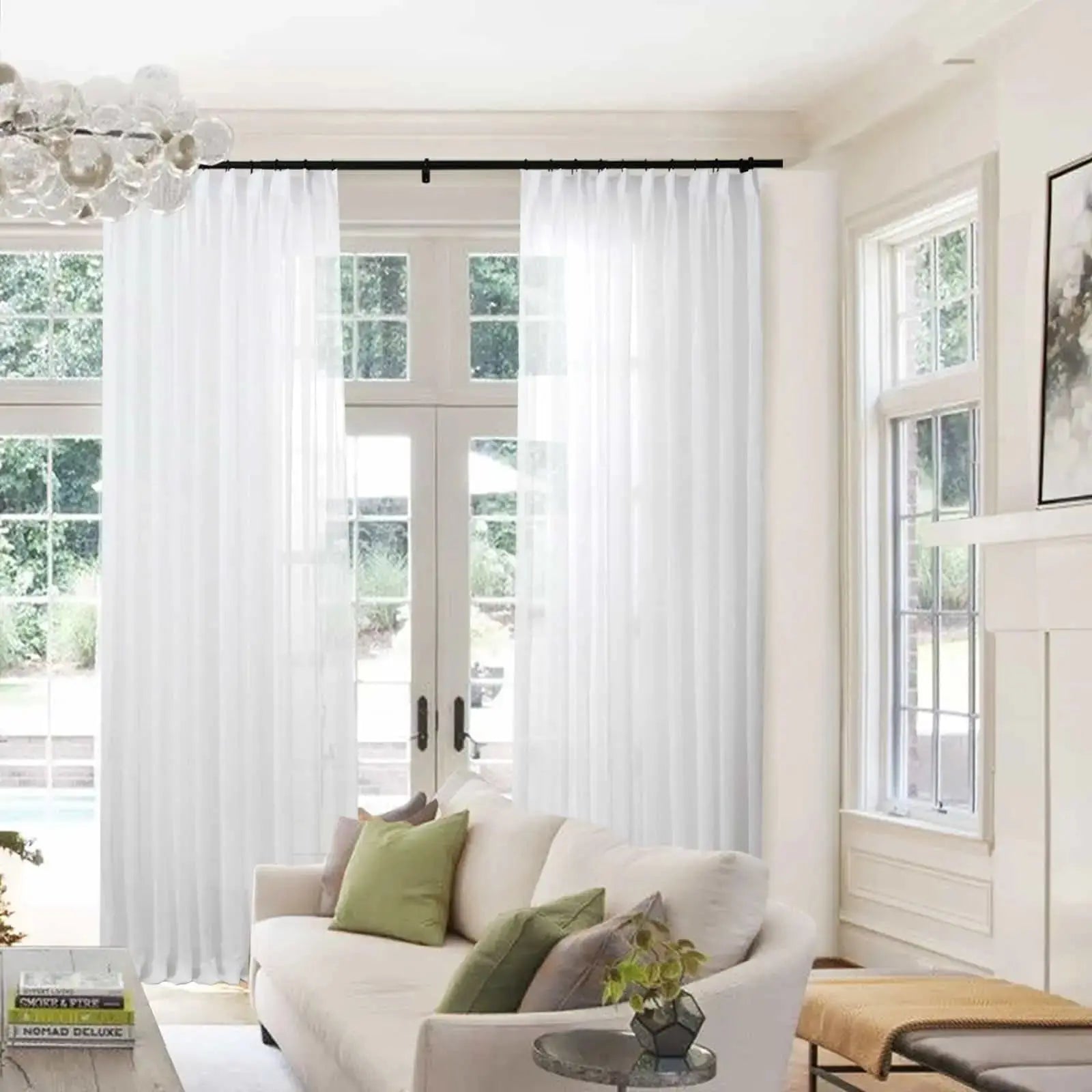 Flynn Airy Lightweight Sheer Curtain Pleated - Elegant Window Treatment for Living Room & Bedroom Decor