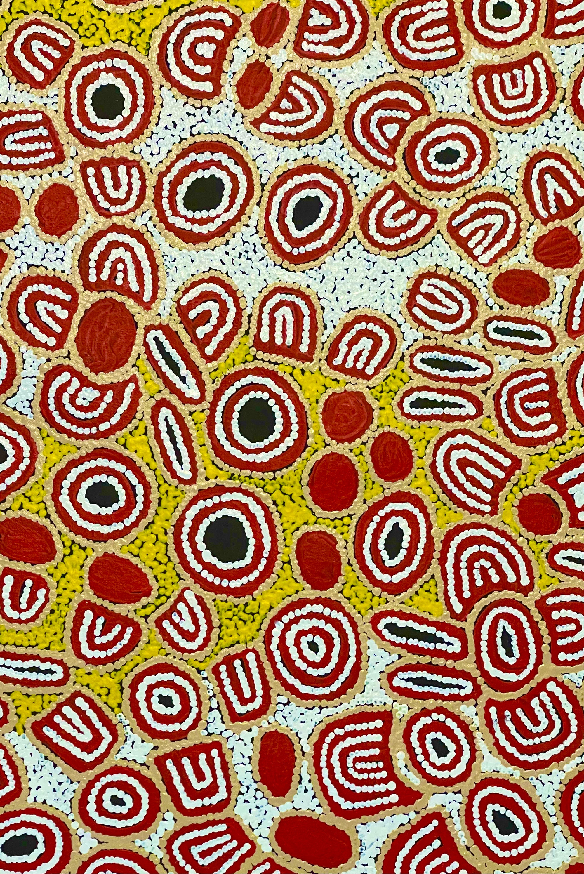 Marlene Young Nungarrayi Aboriginal Art - Authentic Indigenous Australian Dot Painting for Home Decor & Office Wall Art | Perfect for Living Room, Bedroom or Cultural Gift
