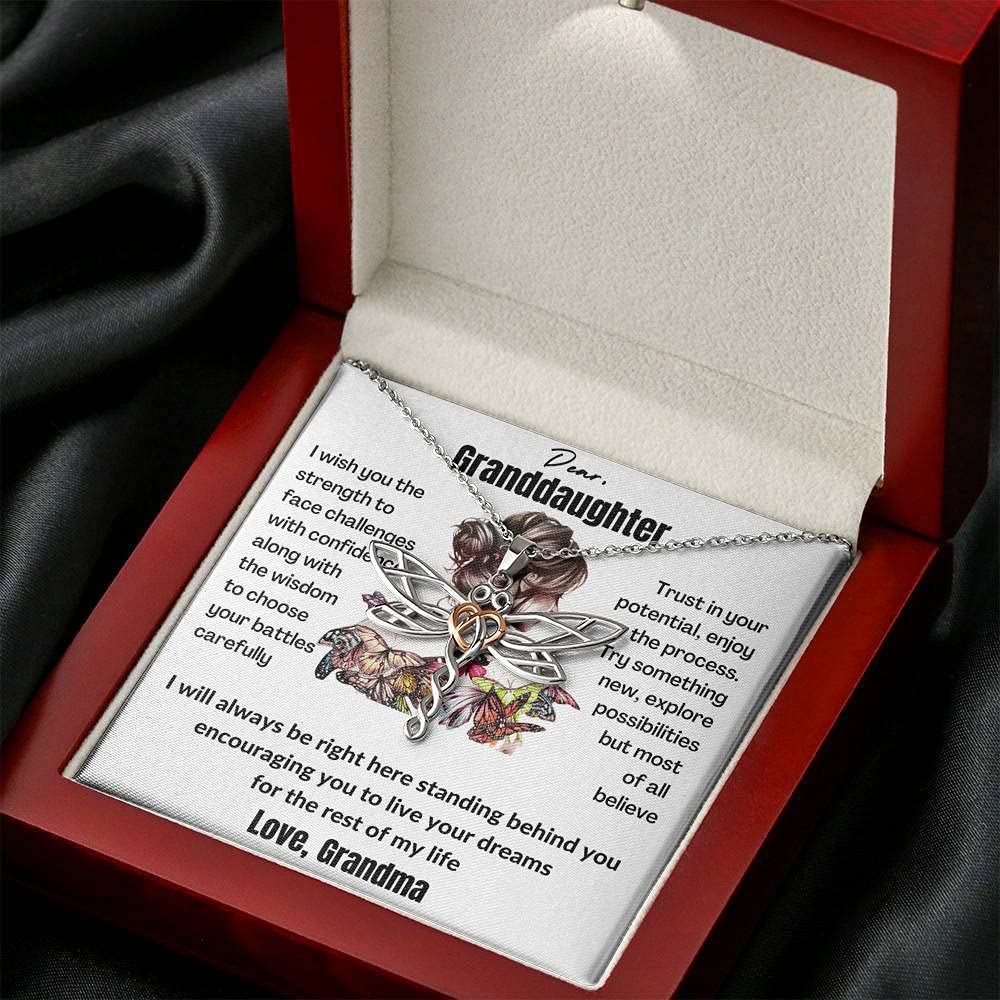 WISHICIOUS Granddaughter Necklace - Heartfelt Gift from Grandma for Birthday, Graduation & Christmas | Elegant Jewelry for Granddaughters to Cherish | Perfect for Special Occasions & Family Bonding