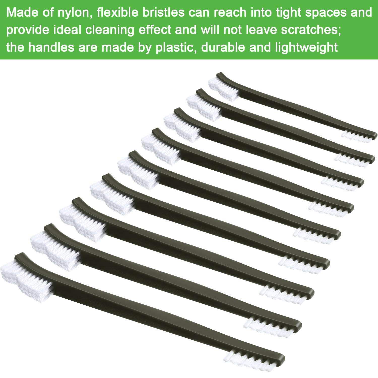Boao 20-Pack 7-Inch Double-Ended Gun Cleaning Brushes - Nylon All-Purpose Cleaning Brushes with Plastic Handle (White) - Perfect for Firearm Maintenance, Hunting Gear & Tactical Equipment Cleaning