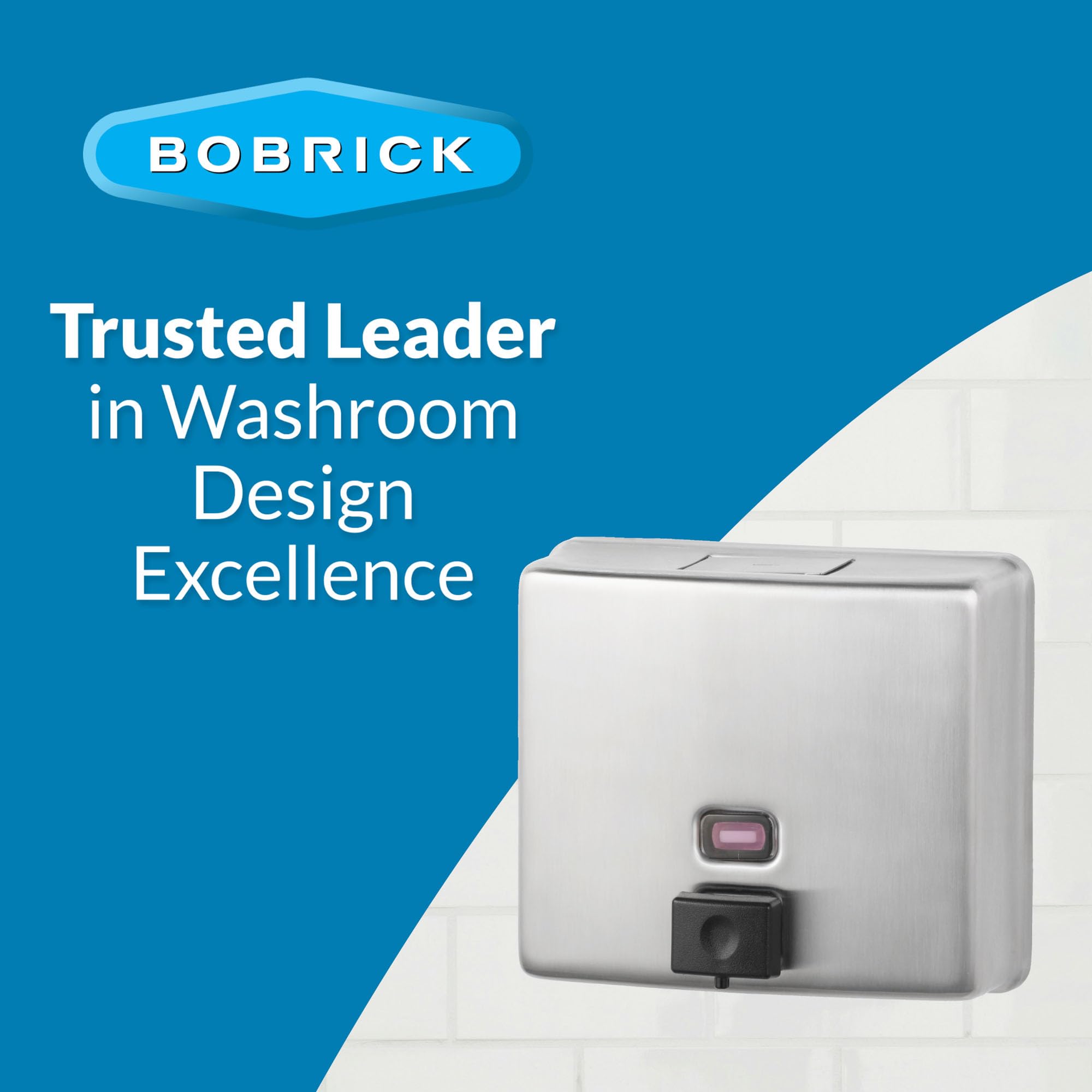 Bobrick B-4112 Wall-Mounted Liquid Soap Dispenser - 40oz Stainless Steel Commercial Soap Dispenser with Vandal-Resistant Design & Refill Indicator - Top Fill Soap Dispenser for Restrooms, Hospitals, Schools & Office Buildings