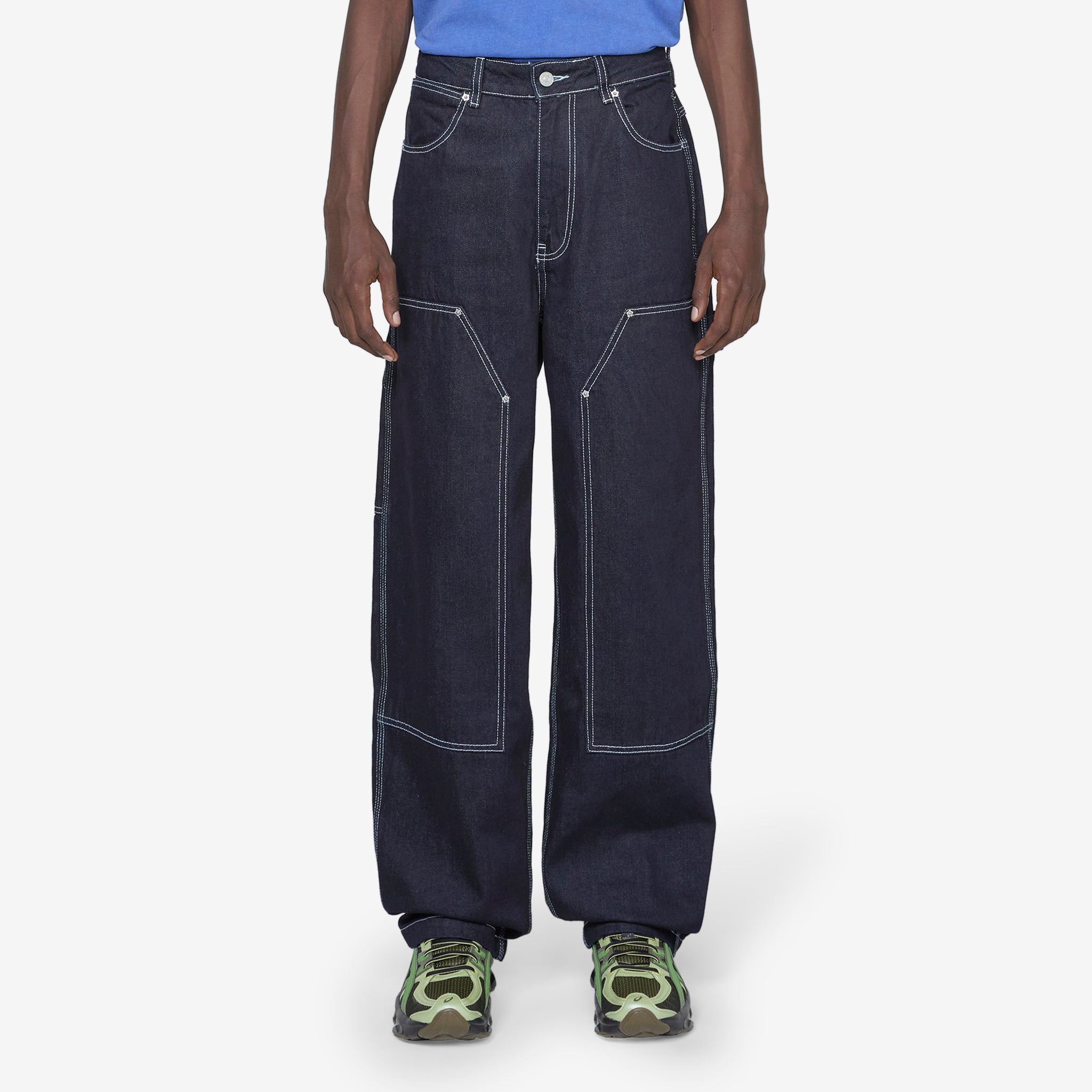 Double Knee Carpenter Pants for Men - Durable Workwear Jeans in Indigo Blue - Perfect for Construction, Woodworking & Heavy-Duty Jobs