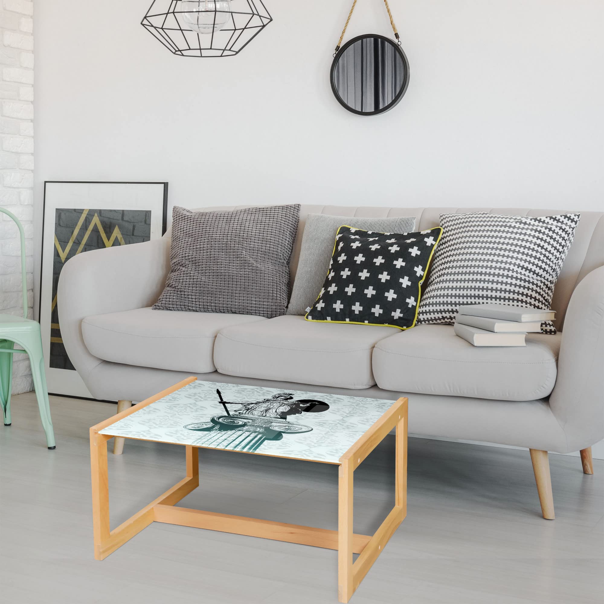 Retro Coffee Table with Wooden Frame - Office & Dorm Decor