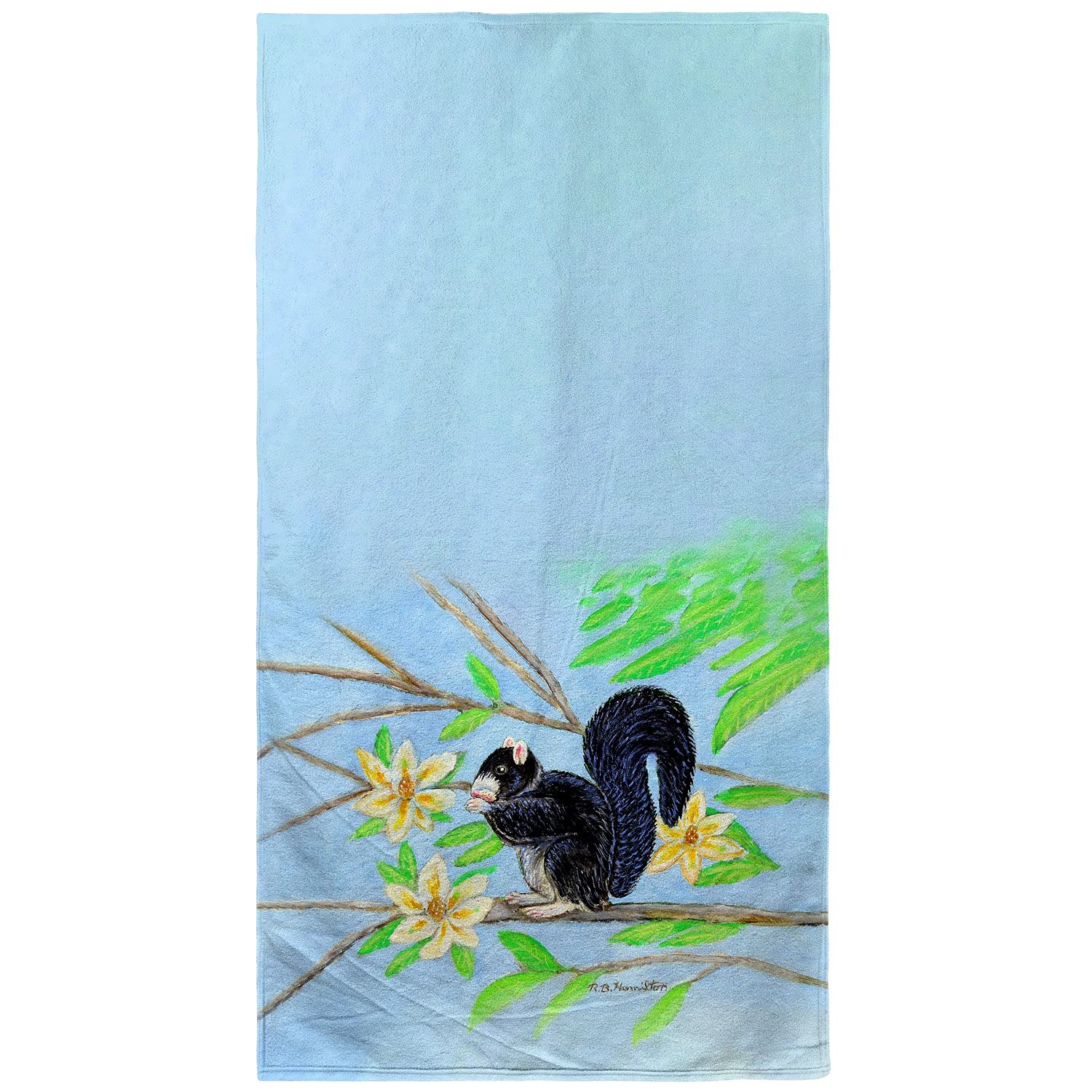 Betsy Drake Fox Squirrel Beach Towel - Large Soft Absorbent Quick-Dry Towel for Pool, Beach, Yoga & Gym - Cute Animal Print Design
