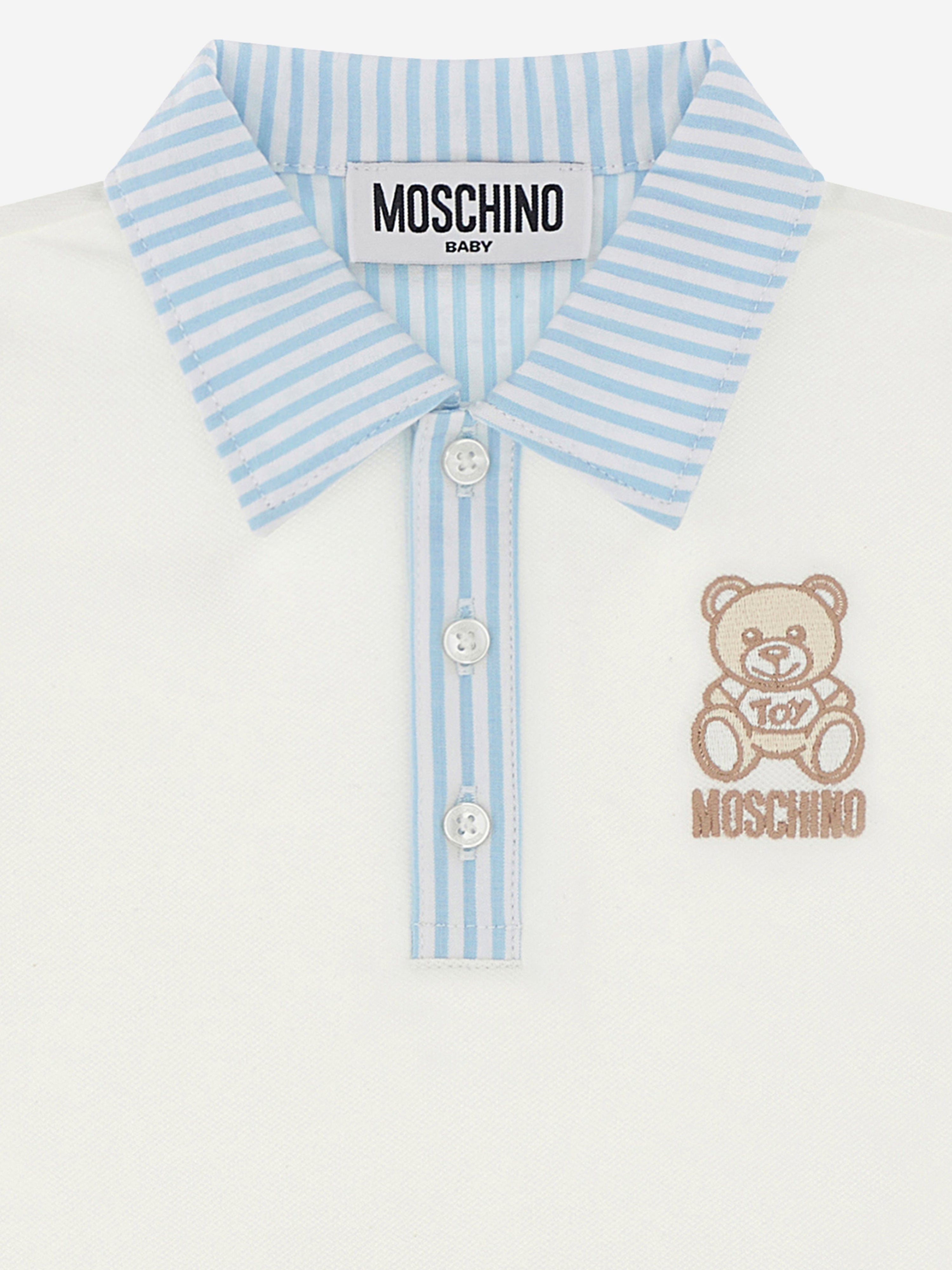 Baby Boys Ivory Teddy Bear Polo Shirt - Soft Cotton Short Sleeve Top for Toddlers | Perfect for Playdates, Birthday Parties & Family Photos