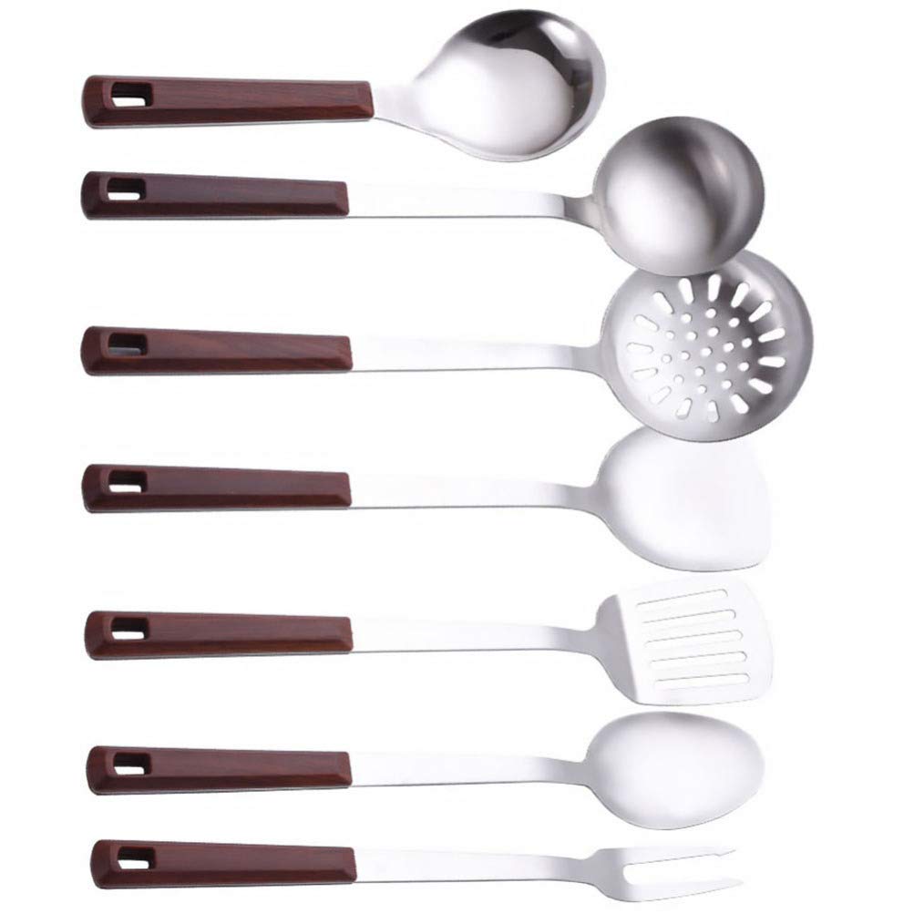Hemoton 7pc Stainless Steel Kitchen Utensil Set - Heat Resistant Cookware for Baking & Cooking