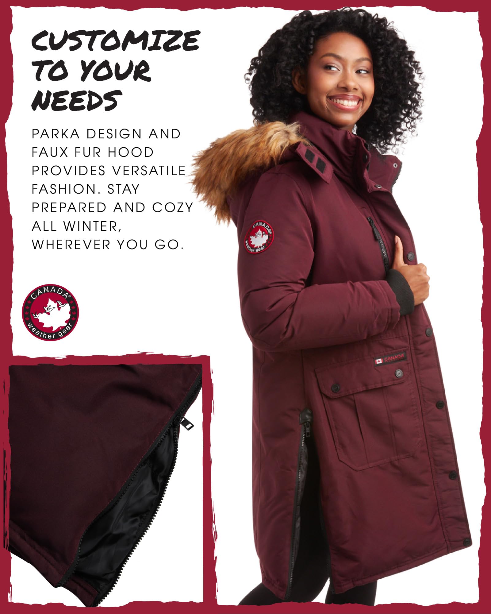 Canada Weather Gear Women's Winter Coat - Waterproof Insulated Parka with Removable Faux-Fur Hood, Warm Long Winter Jacket for Women (S-3X) | Perfect for Snowy Days, Commuting & Outdoor Activities