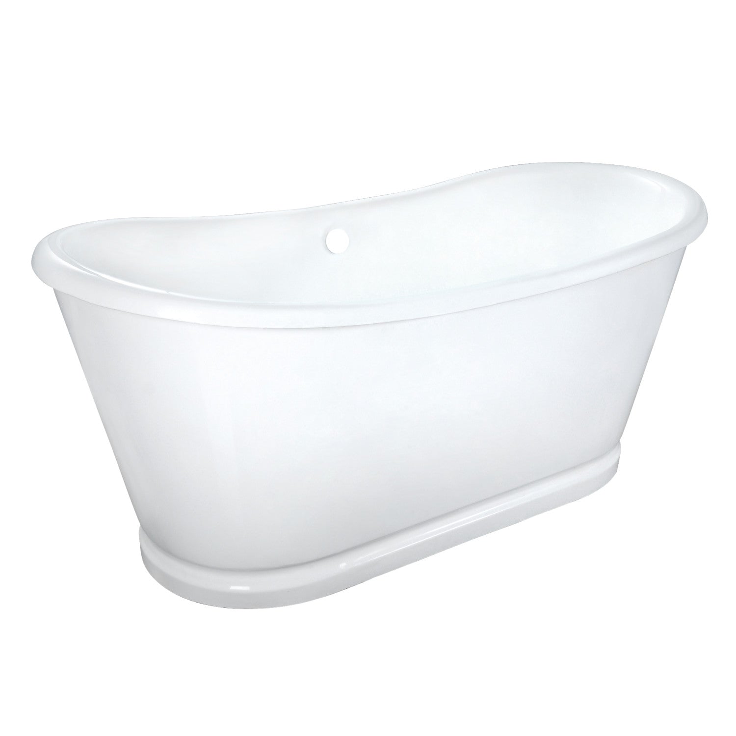 Aqua Eden 66 Inch White Cast Iron Oval Double Slipper Pedestal Bathtub - No Faucet Drillings - Luxury Freestanding Soaking Tub for Spa Bathroom & Master Suite Relaxation