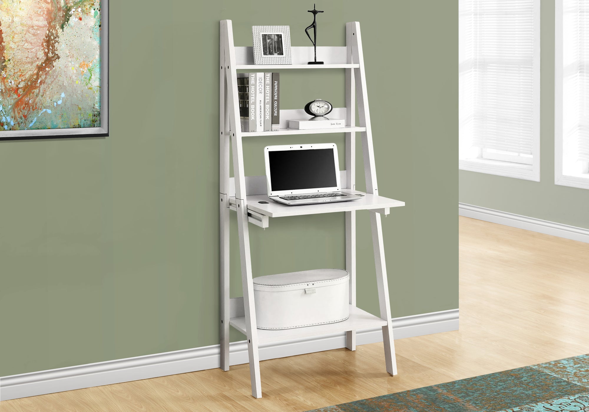 White Ladder Style Office Series 61H - Modern & Space-Saving Home Office Furniture for Small Spaces