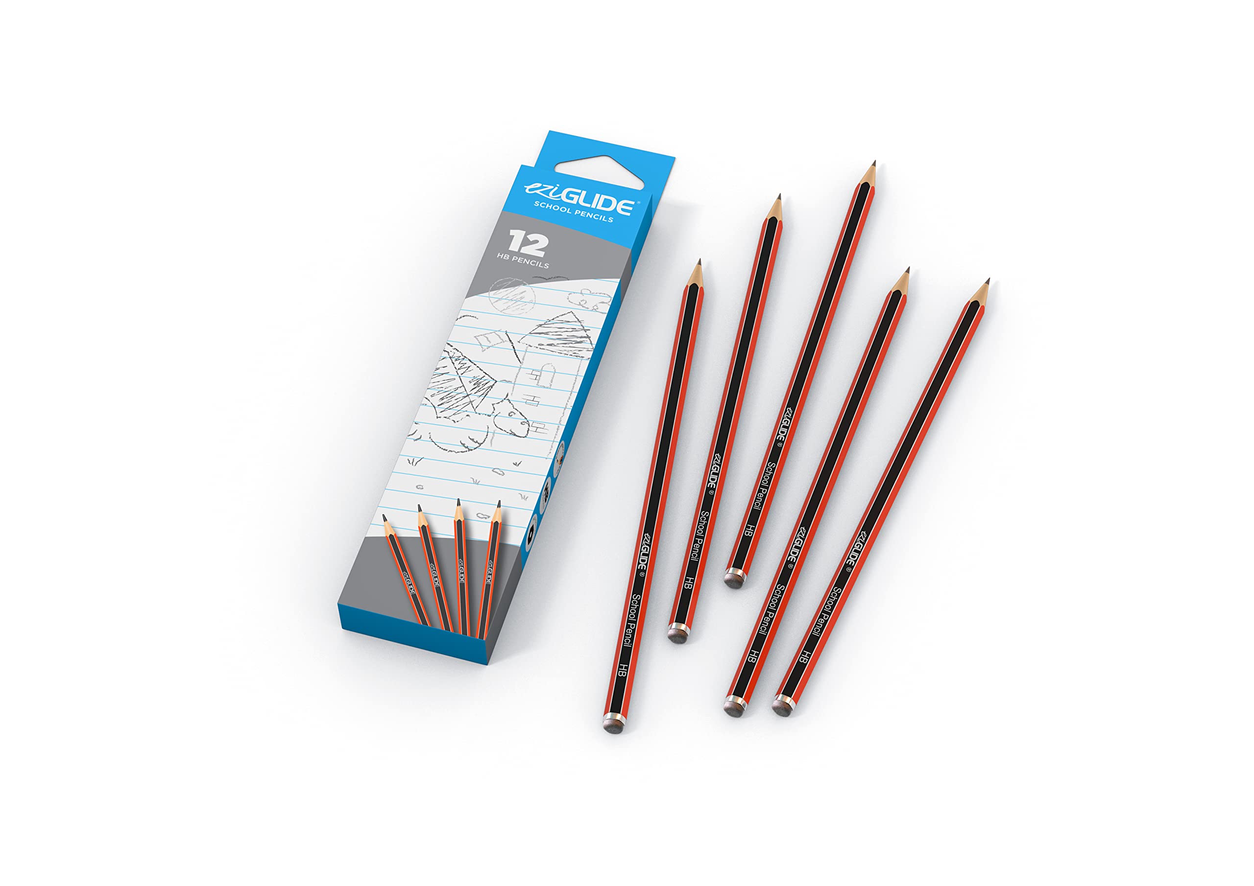 Eziglide HB Pencils, 12 Pack - Hexagonal Graphite Drawing Pencils with Break-Resistant Super Bonded Lead for School, Office & Sketching | Perfect for Writing, Art Projects & Professional Drafting
