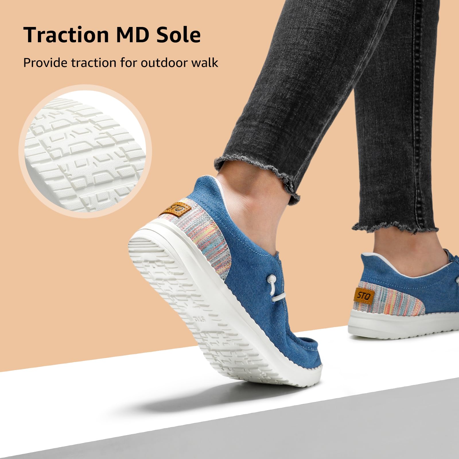 STQ Women's Slip-On Maternity Shoes - Orthopedic Support for Plantar Fasciitis, Ultra Lightweight Comfort Sneakers for Pregnancy & Everyday Wear