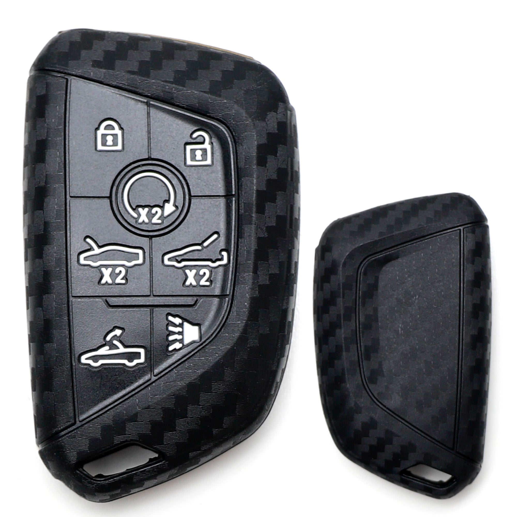 Carbon Fiber Pattern Silicone Key Fob Cover for 2020-2023 Chevy C8 Corvette Stingray - Durable Anti-Slip Protection - Perfect for Daily Use, Car Enthusiasts & Gift Giving