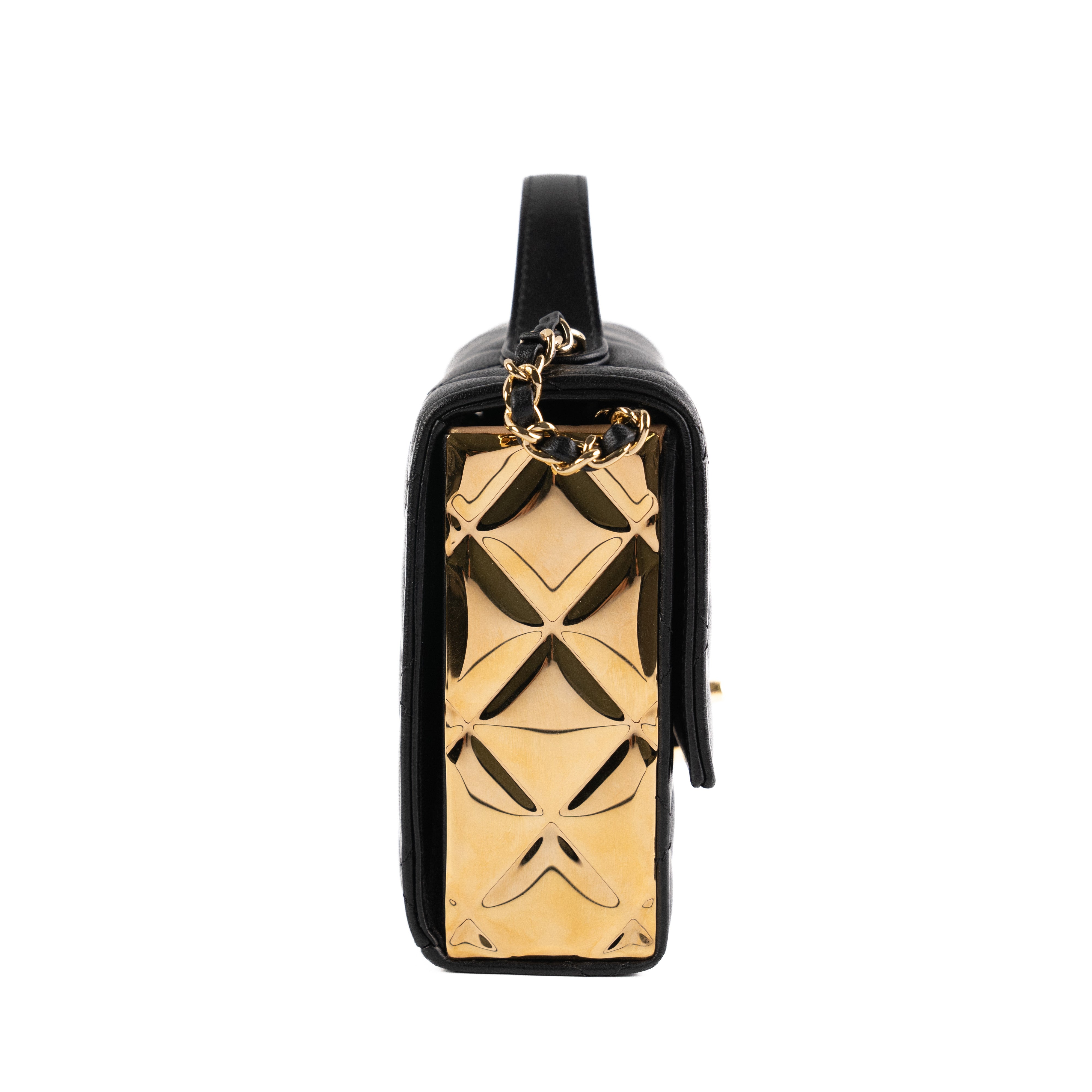 Chanel Seasonal Rectangular Black and Gold Box Bag with Microchip - Luxury Designer Handbag for Women, Perfect for Evening Parties, Date Nights & Special Occasions