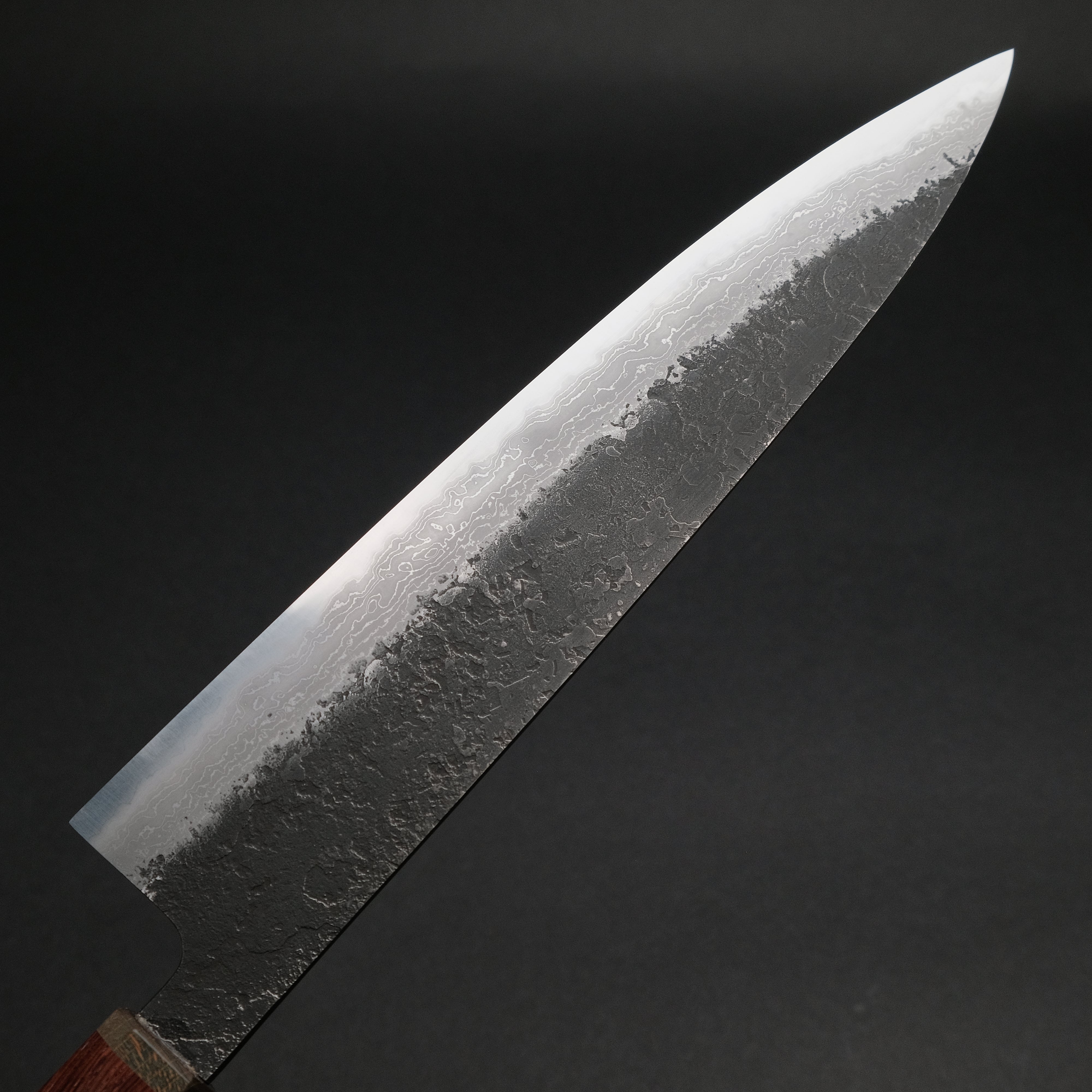 Premium Ajikataya White #2 Nashiji Damascus Gyuto 240mm Chef Knife - Rosewood & Stabilized Wood Handle (#41) - Perfect for Professional Chefs & Home Cooking Enthusiasts