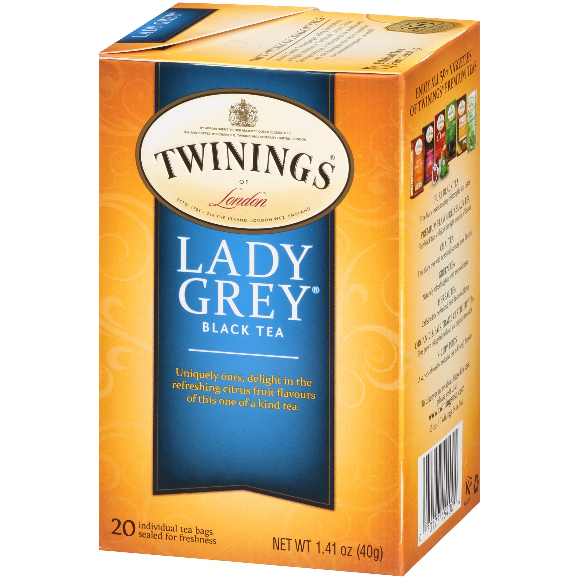 Twinings Lady Grey Black Tea - 20 Tea Bags | Premium Earl Grey Blend with Citrus & Bergamot | Perfect for Afternoon Tea & Relaxation