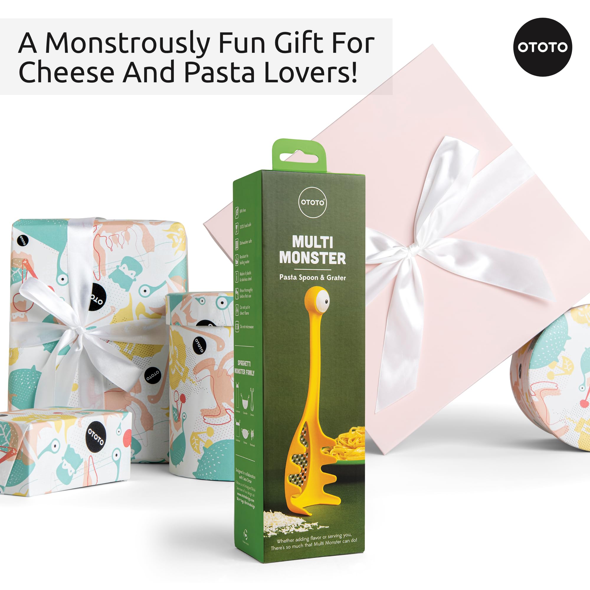 OTOTO Pasta Spoon & Spaghetti Spoon - Premium Kitchen Utensil for Cooking Pasta, Unique Cooking Gift Idea for Food Lovers - Perfect for Italian Cuisine, Home Chefs & Pasta Enthusiasts