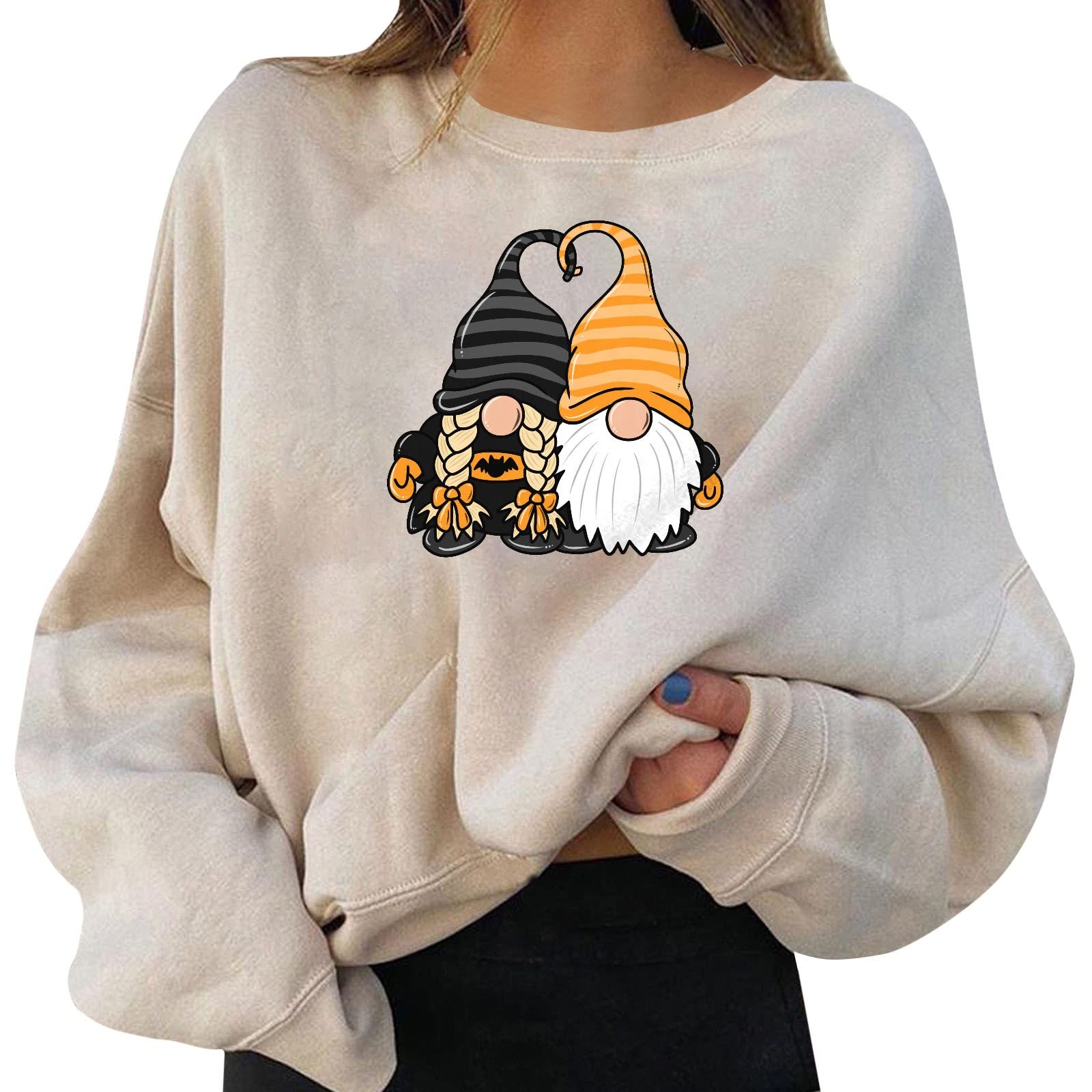 Women's Halloween Graphic Print Hoodie - Plain Pullover with Round Neck & Long Sleeve | Zip Up Sweatshirt for Casual Wear, Costume Party & Fall Fashion