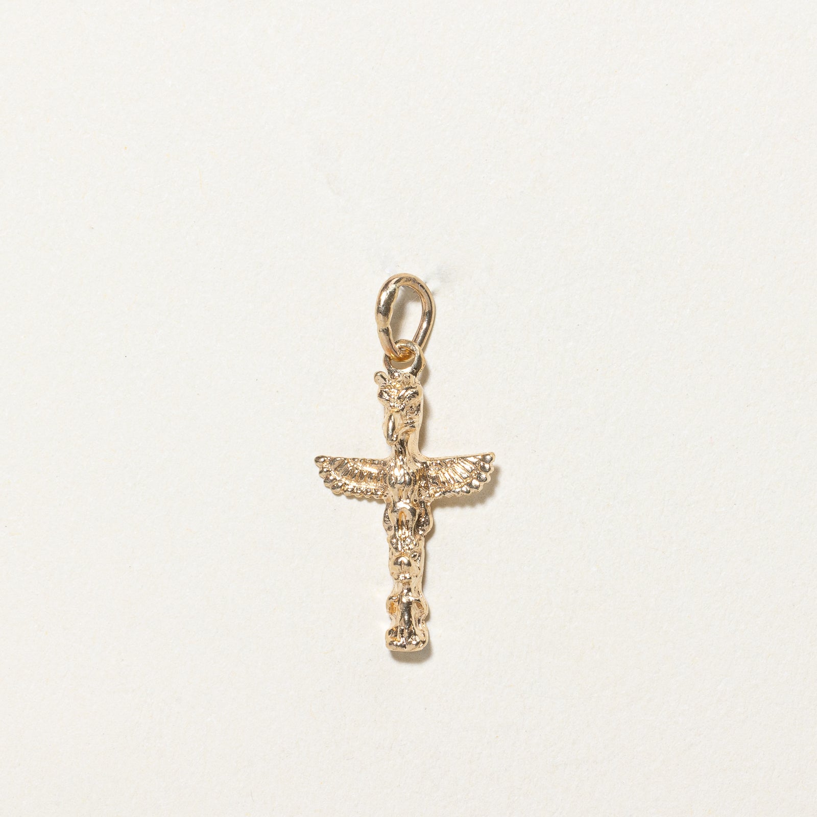 10K Yellow Gold Totem Pole Charm Pendant for Necklace - Handcrafted Native American Jewelry for Women & Men - Perfect for Gifts, Spiritual Protection & Cultural Fashion