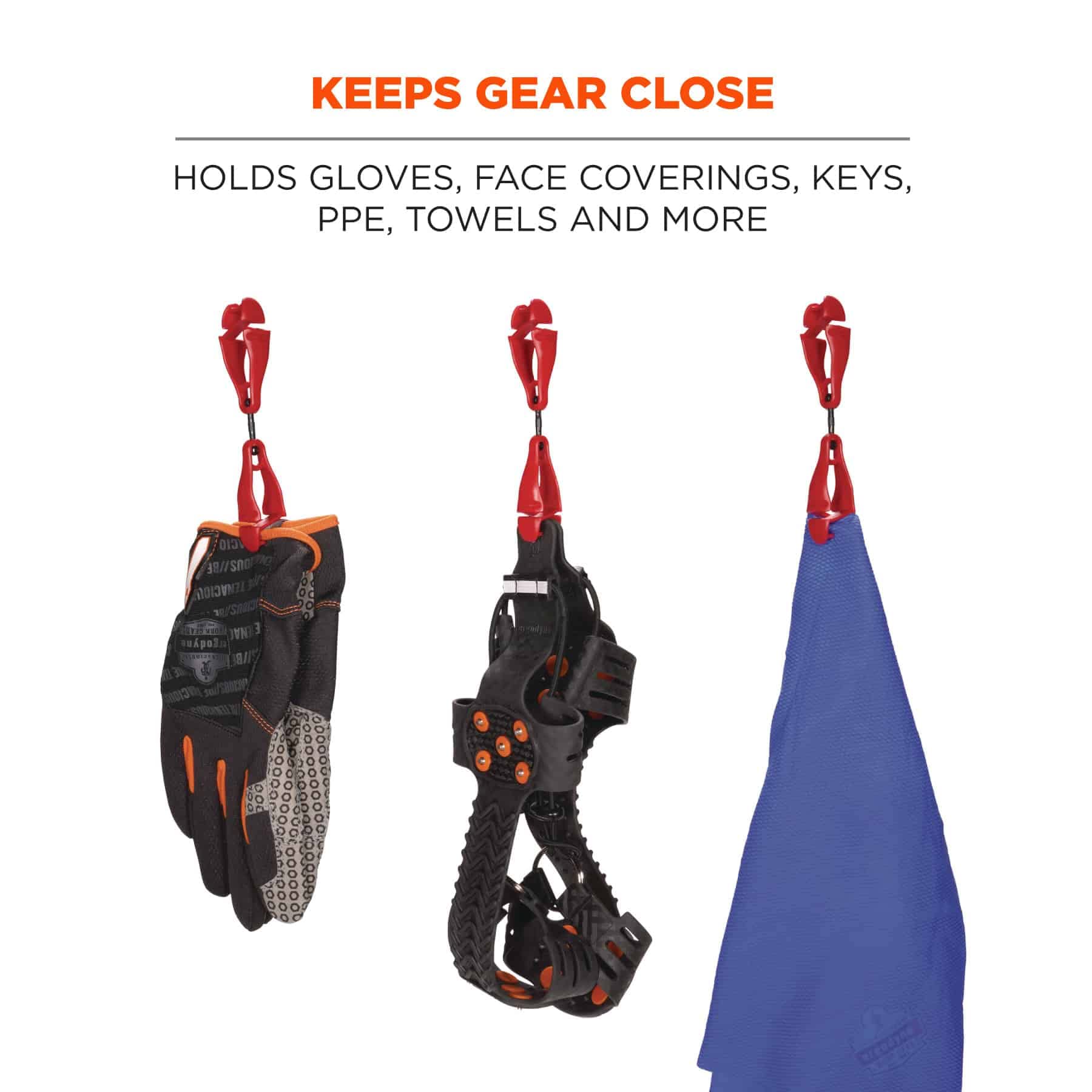 Ergodyne Squids 3420 Swiveling Glove Clip Holder - Secure Work Gloves for Construction, Mechanics & Outdoor Activities