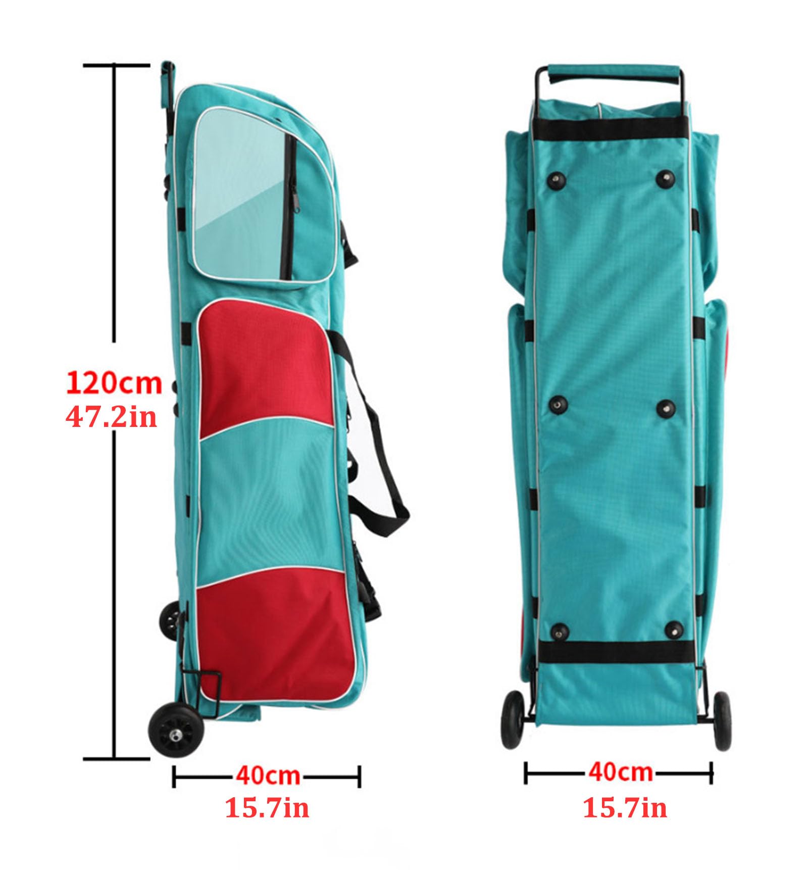 TBQATNTS Fencing Sword Bag - Waterproof Oxford Fabric Equipment Roller Storage with Oversize Wheels for Epee, Saber & Foil | Perfect for Fencing Suit, Mask & Gear Transport to Practice & Competitions