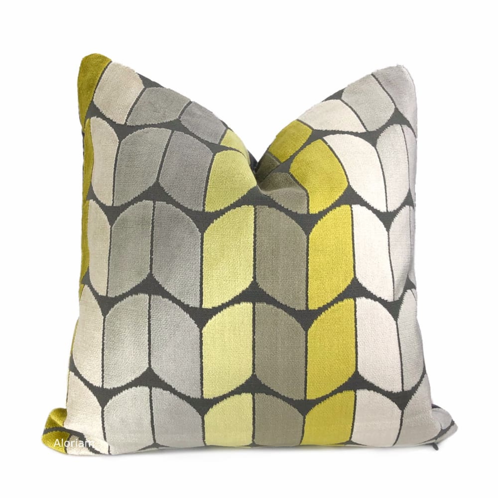 Sheridan Yellow Gray Velvet Pillow Cover - Soft Luxury Decorative Cushion Case for Sofa, Bed & Home Decor - Perfect for Living Room, Bedroom & Cozy Spaces