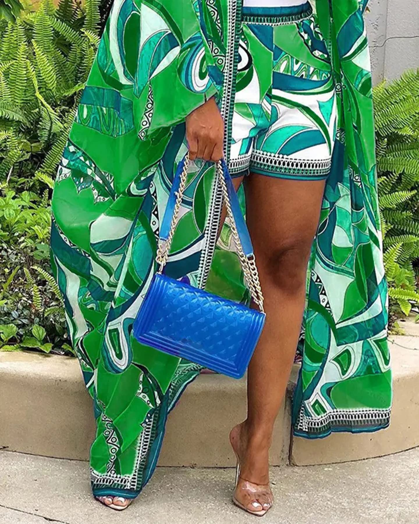 Sexy 2-Piece Women's Beach Cover Up Set - Open Front Long Cardigan & Shorts | Perfect for Summer Vacations, Pool Parties, and Resort Wear