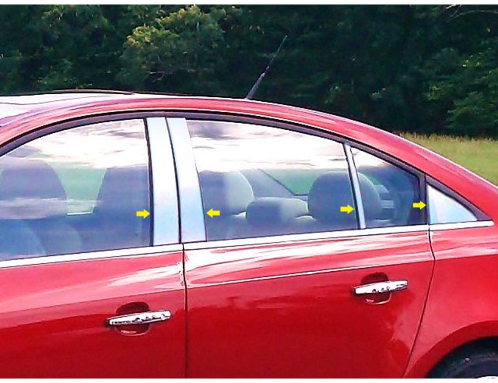 2011-2015 Chevrolet Cruze Stainless Steel Pillar Post Trim Kit - 8-Piece Set with Rear Triangle Cover (PP51147) | Exterior Car Accessories for Enhanced Style & Protection