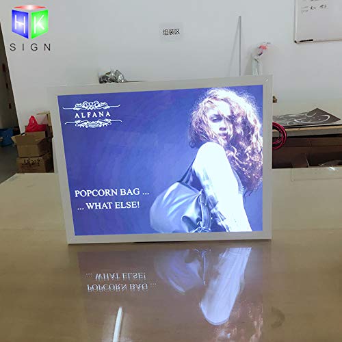 LED Movie Poster Frame - A3 Size White Aluminum Light Box for Home Theater & Wall Advertising | Snap Frame Display with Built-in LED Lights | Perfect for Movie Rooms, Theaters, and Commercial Signage