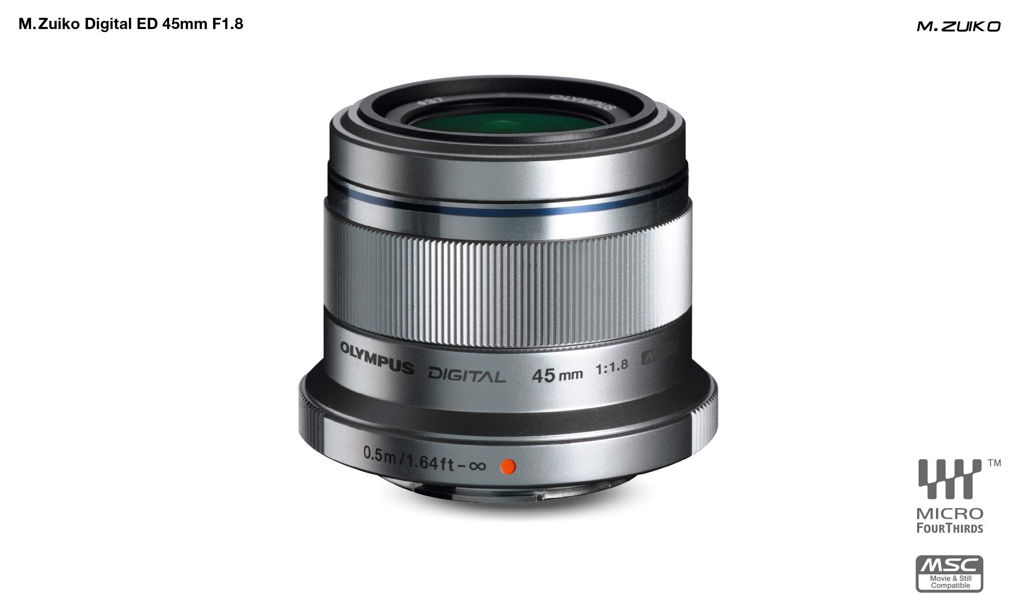 Olympus M.Zuiko Digital 45mm F1.8 Lens - Fast Prime Lens for MFT Cameras (OM-D, PEN, Panasonic G-Series) | Perfect for Portraits & Low Light Photography | Silver