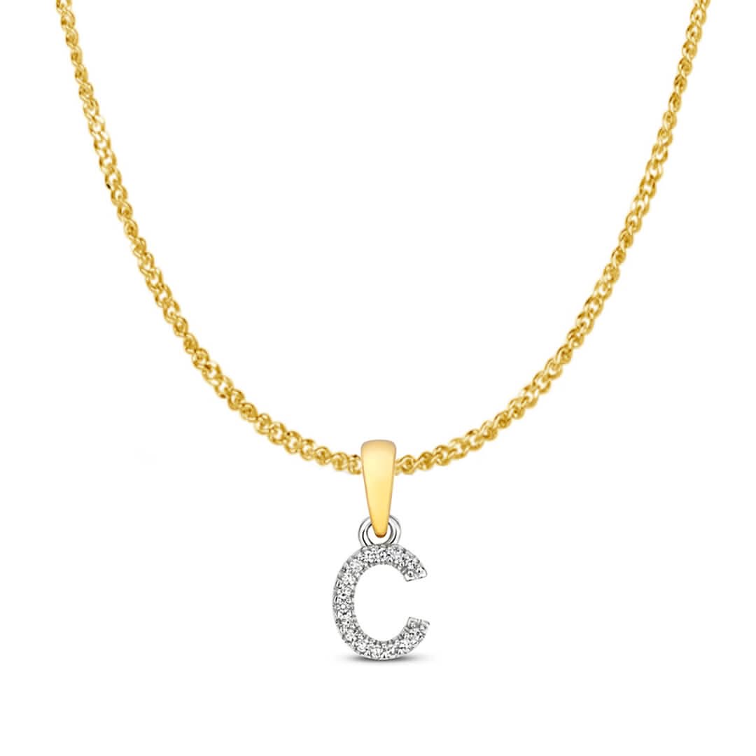 Personalized Diamond Initial Necklace - 9K Solid Gold Monogram Pendant for Women - Perfect for Birthdays, Anniversaries & Gifts (A-Z Letters Available)