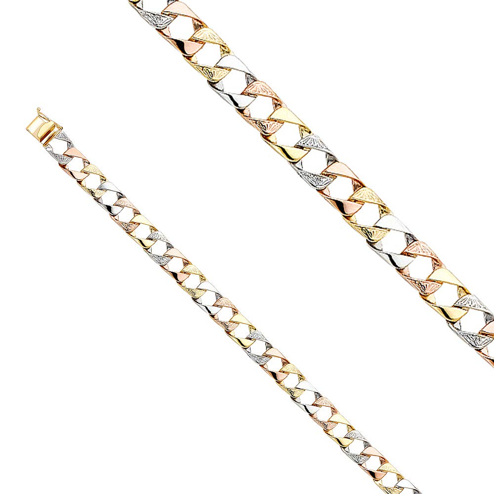 14K Solid Gold 3C Nugget Cuban Link Bracelet - 8