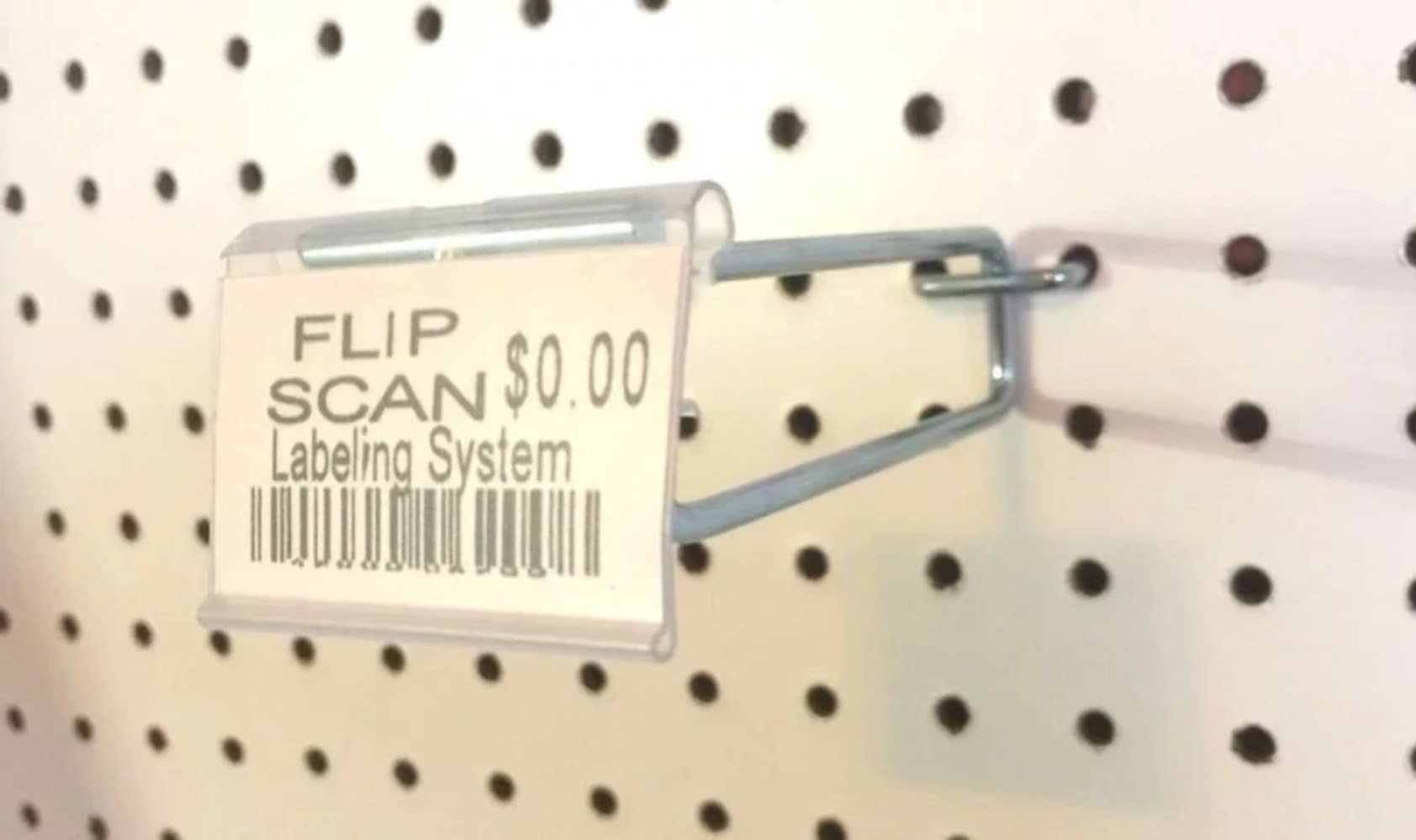 Trion 200-Pack 4 Inch Flip Scan Metal Peg Hooks with Label Holder - Fits 1/8