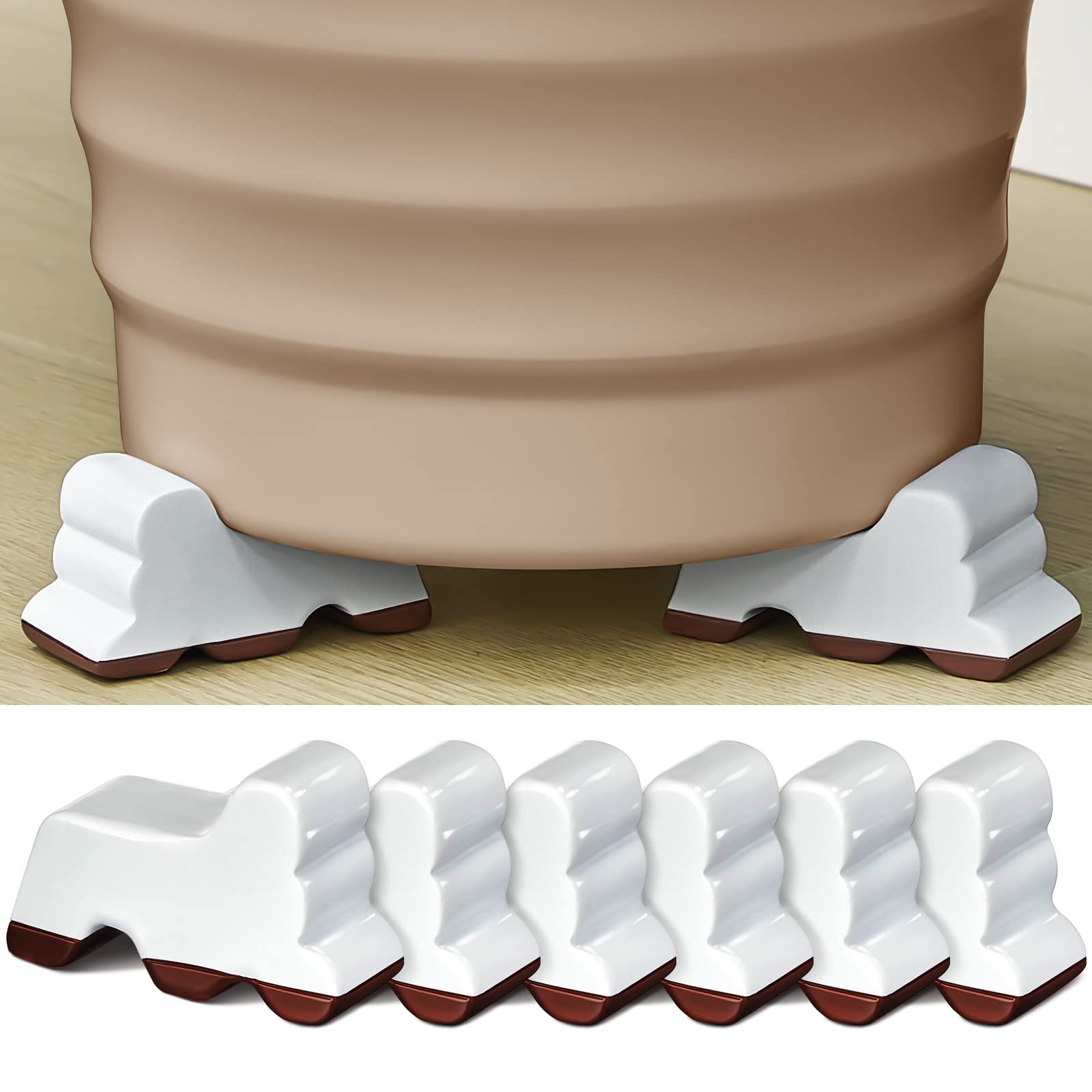 6 Pcs Pot Feet Plant Stands - 3 Inch Long, 1.5 Inch Tall Frost Proof Pot Risers for 14-20 Inch Outdoor Planters & Barrels - Handmade Pot Elevators (White) - Perfect for Garden, Patio & Deck Plant Protection