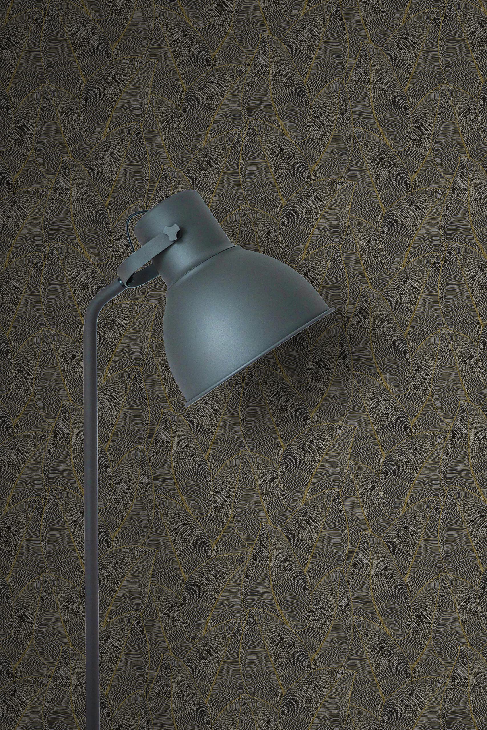Premium Metallic Leaf Peel & Stick Wallpaper Roll - Black & Gold Design, Covers 56.05 sq ft - Easy DIY Home Decor for Living Room, Bedroom, or Accent Walls