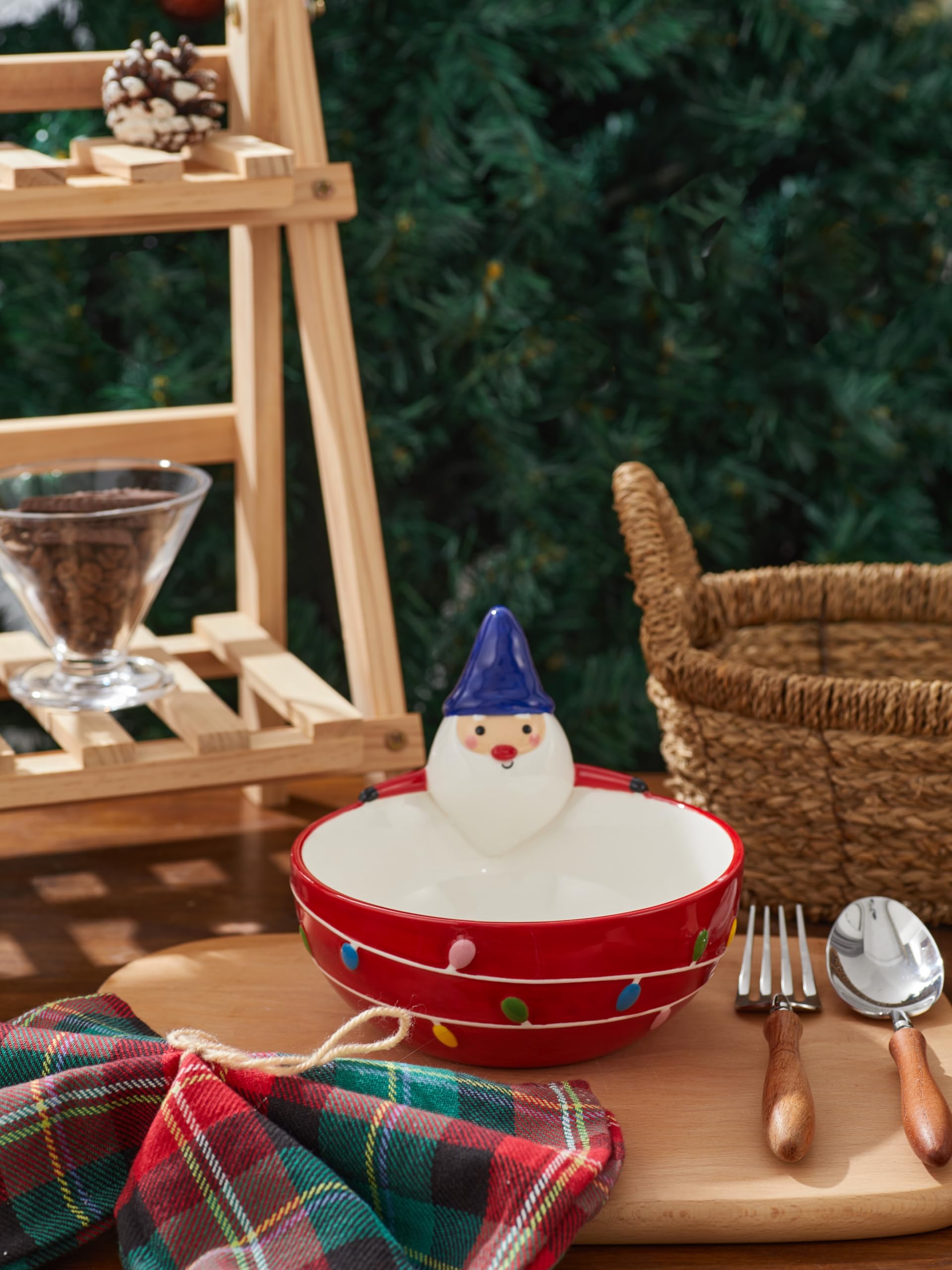Hand-Painted Bico Mushroom Gnome 21oz Stoneware Candy Bowl - Microwave & Dishwasher Safe for Treats, Jam, Sauce - Perfect for Halloween, Christmas Gifts & Kitchen Decor