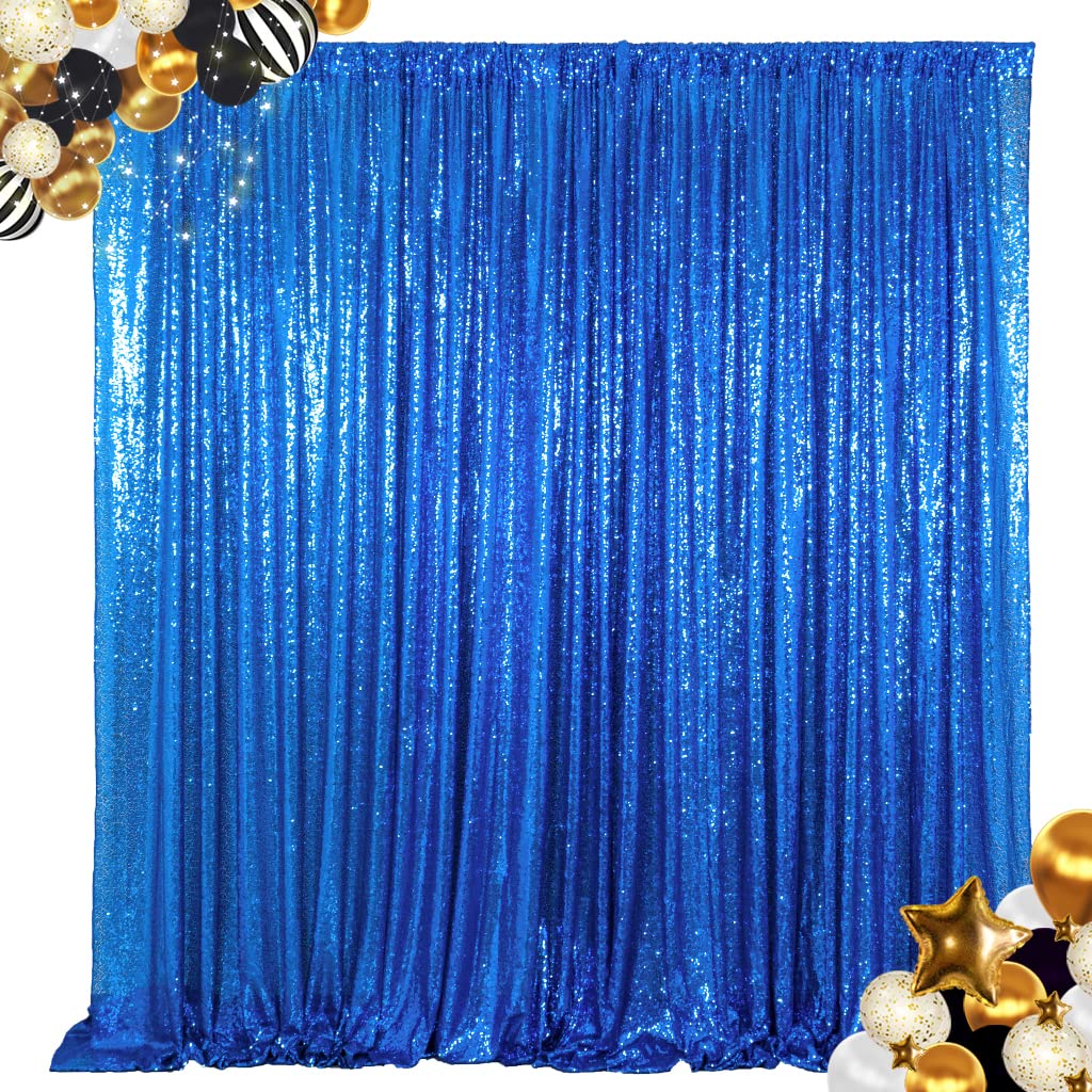 ShinyBeauty 7FTx7FT Royal Blue Sequin Backdrop Curtain - Sparkling Photography Background for Parties, Weddings & Events | Perfect for Photo Booths, Stage Decor & Birthday Celebrations