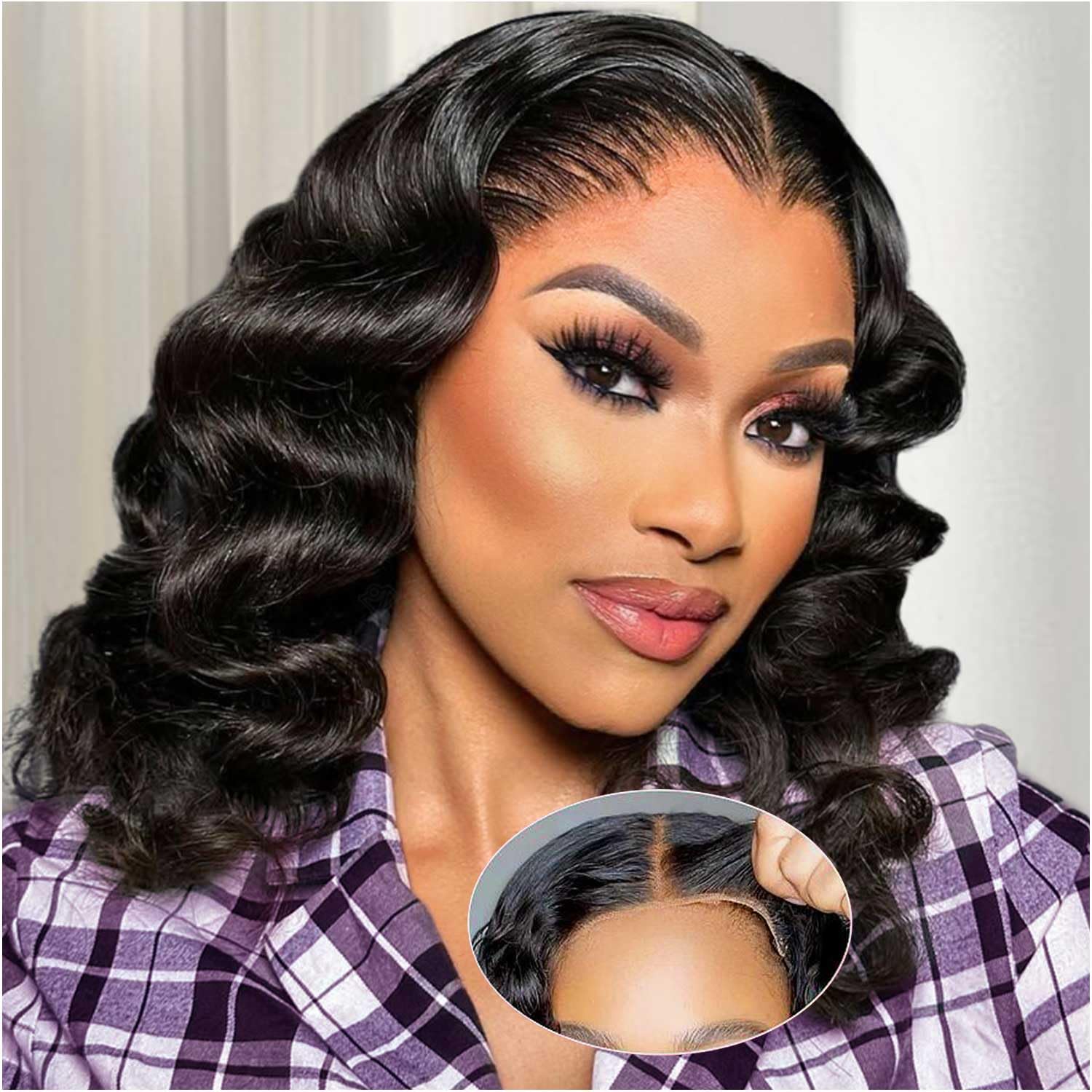 BOB Wig Human Hair 5X5 HD Lace Closure Wig - 200% Density Body Wave Glueless Wigs for Black Women | Pre-Plucked 14 Inch Wear & Go Bob Wig | Perfect for Daily Wear, Parties & Special Occasions