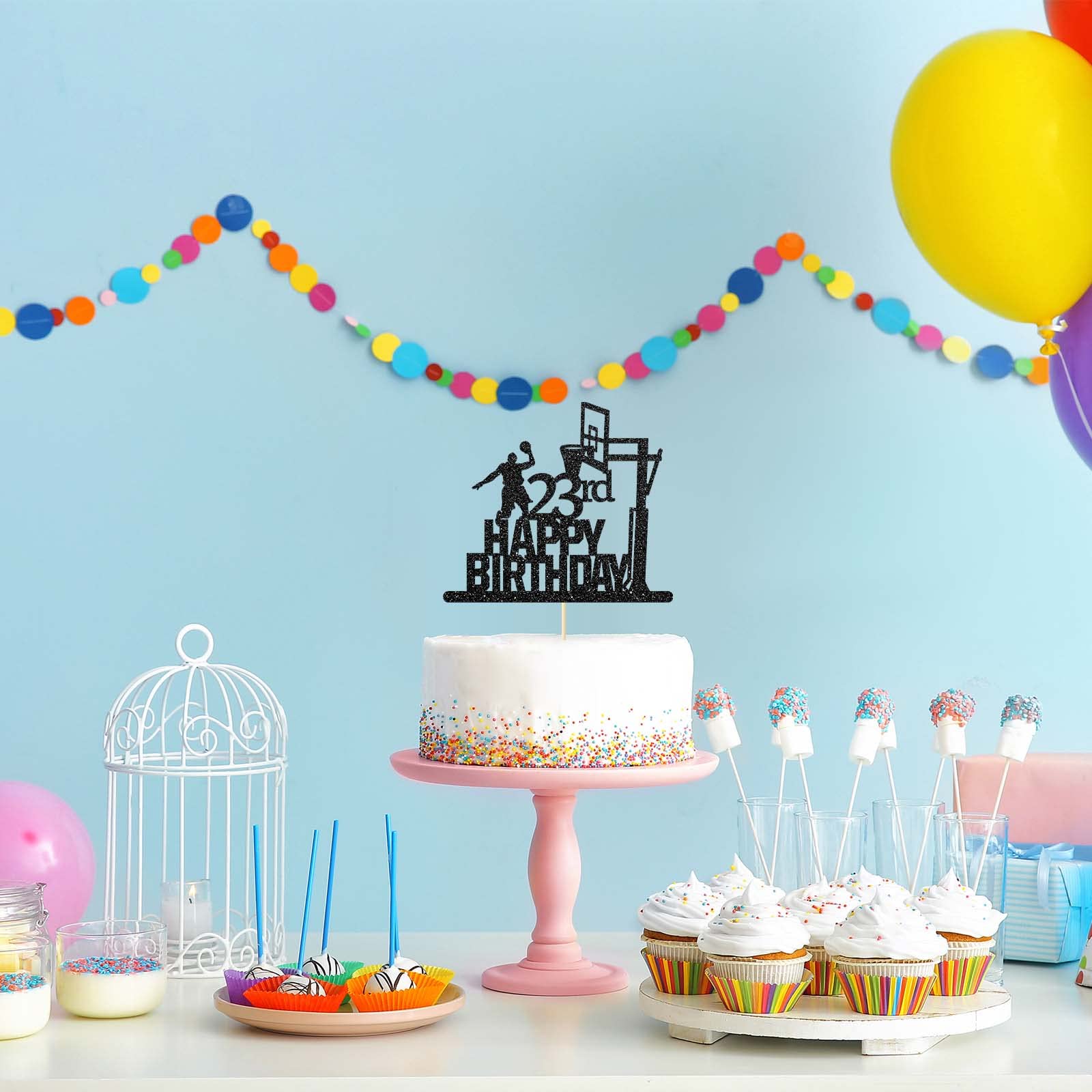 Basketball Theme 23rd Birthday Cake Topper - Glitter Sports Decor for Basketball Players & PE Students - Shooting Action Sign Party Supplies - Perfect for Sports-Themed Birthday Celebrations & Athlete Milestones
