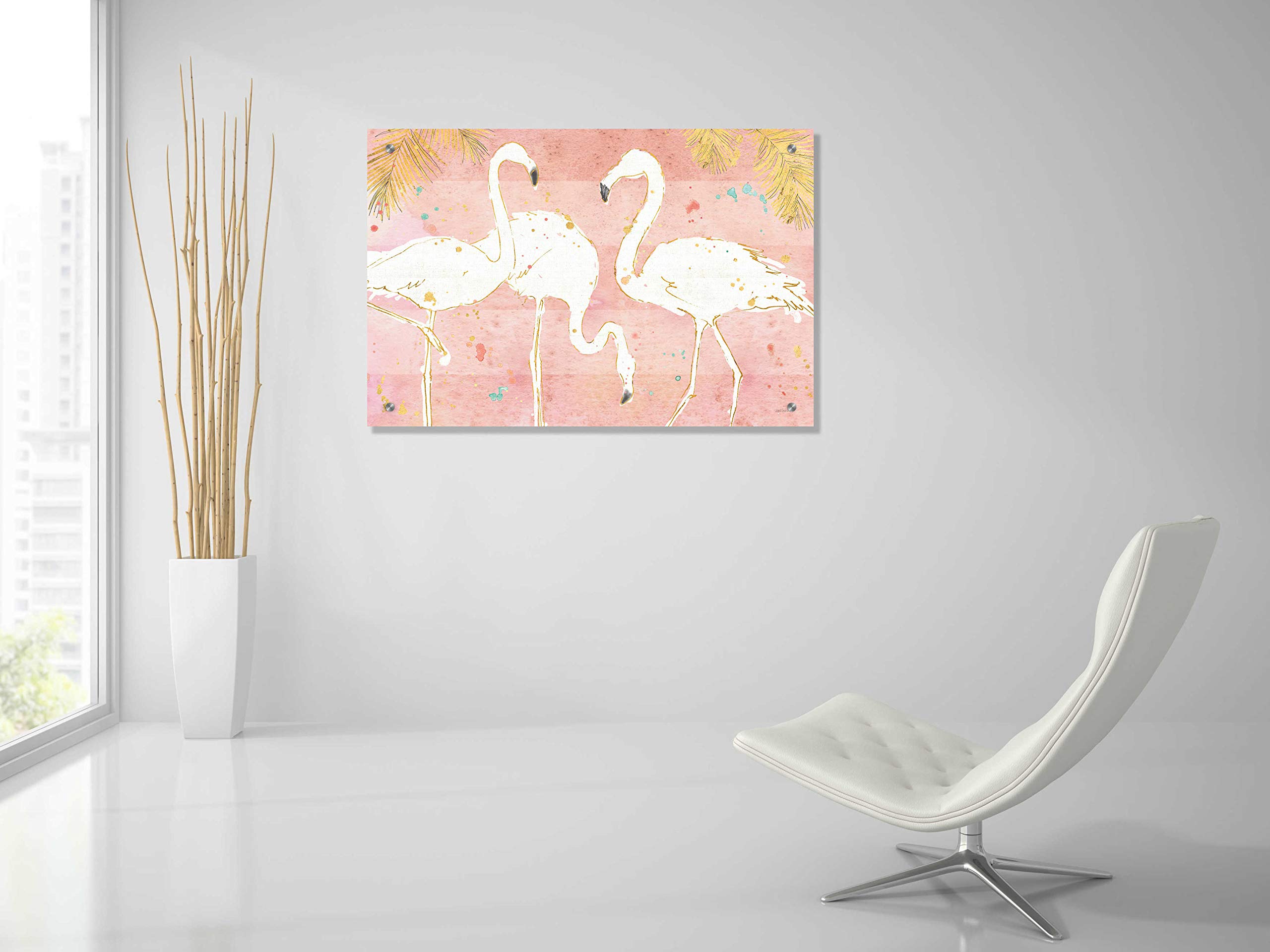 Epic Art 'Flamingo Fever IV' by Ann Tavoletti - Vibrant Acrylic Glass Wall Decor 36x24 Inches - Perfect for Living Room, Bedroom & Office Decor