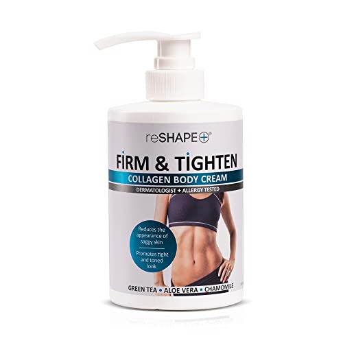 Reshape Collagen Body & Face Cream - Anti-Aging Moisturizer for Skin Tightening & Cellulite Reduction | Improves Elasticity & Firms Sagging Skin | Infused with Green Tea, Aloe Vera & Chamomile | 15 Fl Oz | Perfect for Daily Skincare Routine & Post-Workout Recovery