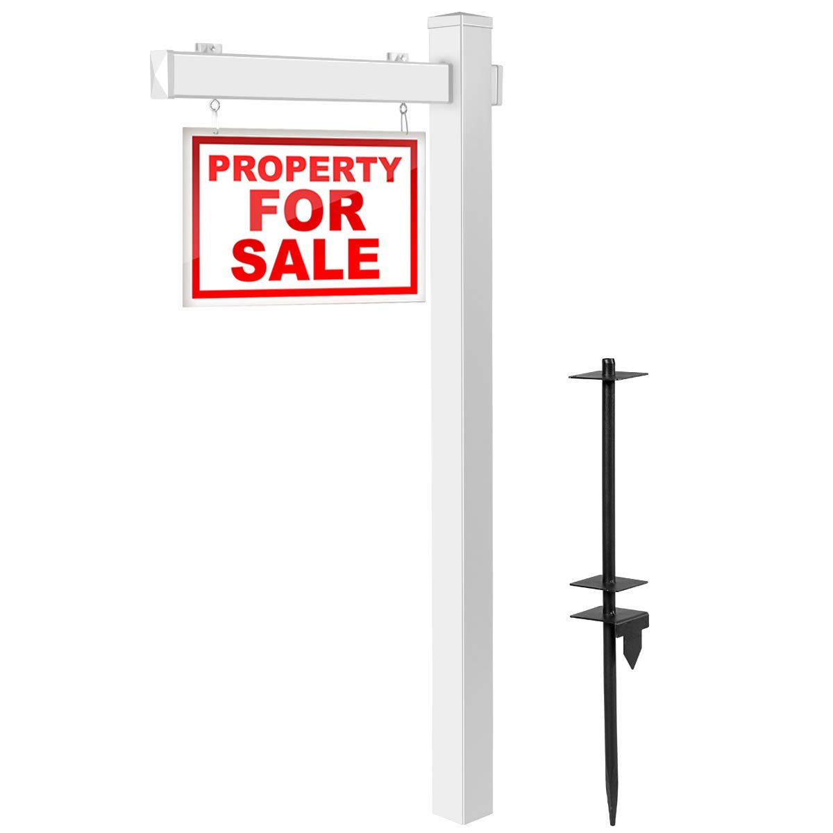 Goplus 6 Ft Vinyl UPVC Real Estate Sign Post with 36
