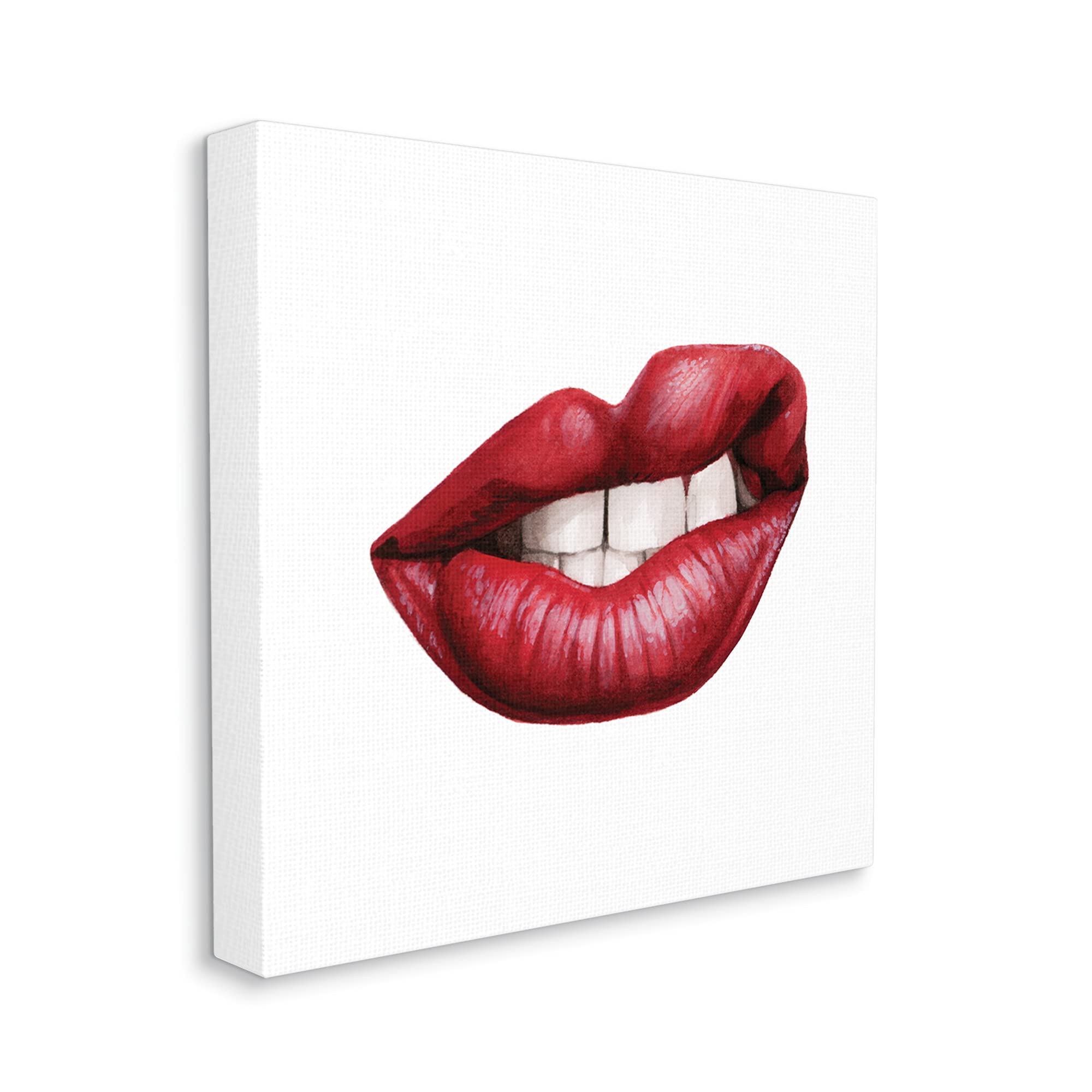 Stupell Industries 'Sneering Lips' Bold Red Lipstick Teeth Canvas Wall Art - 30x30 Inches, Designed by Grace Popp - Perfect for Modern Living Room, Bedroom & Office Decor