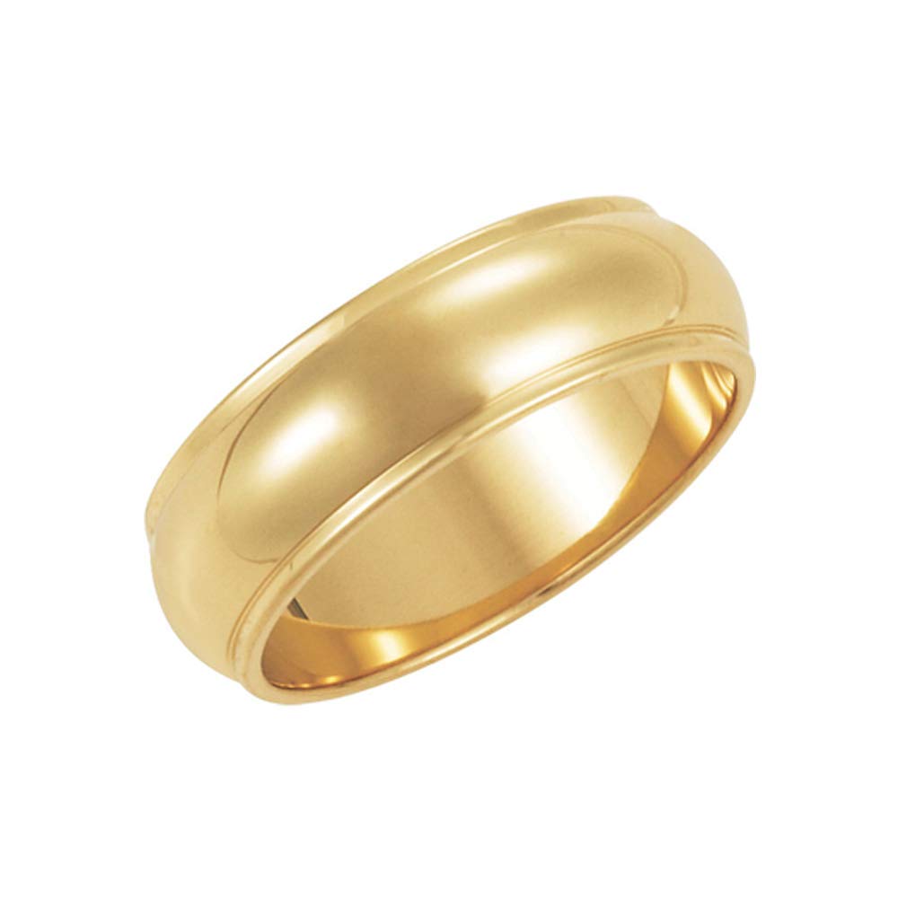 The Black Bow 6mm Half Round Ridged Edge Band in 10k Yellow Gold - Perfect for Weddings, Anniversaries, and Special Occasions