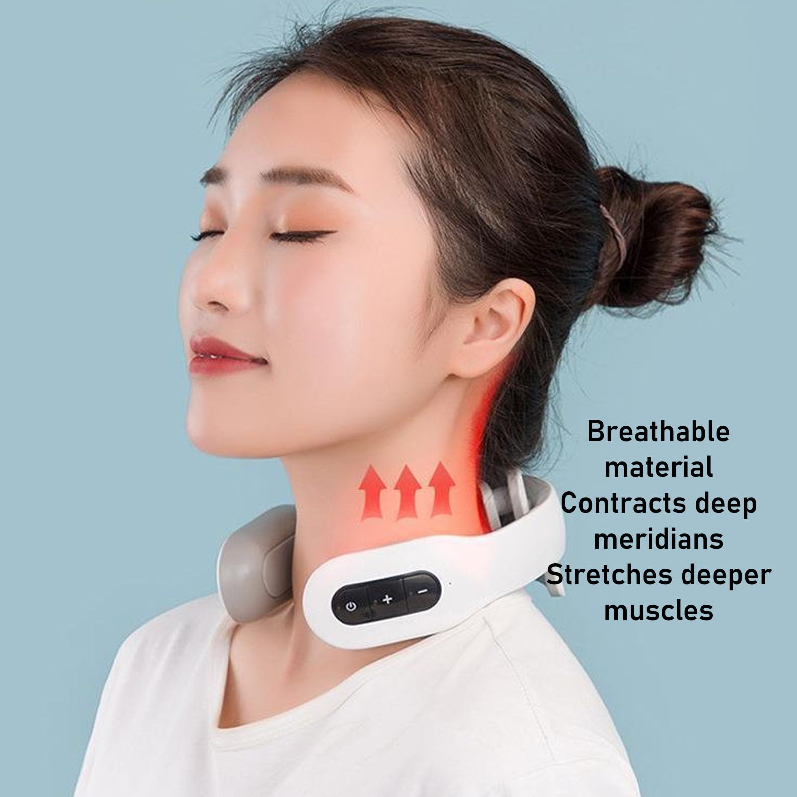 Electric Neck Massager with 4 Kneading Heads - Adjustable & Portable Cervical Vertebra Massager for Shoulder & Back Pain Relief - Perfect for Office, Travel & Home Use