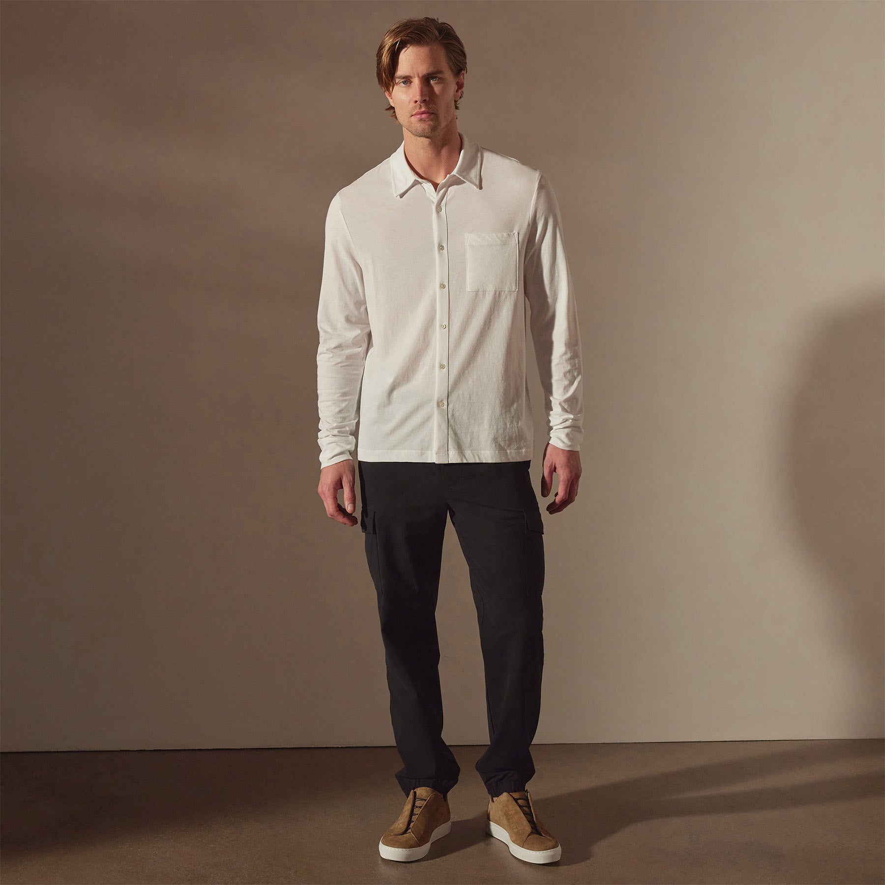 Clean Finish Jersey Shirt for Men - Soft Breathable Cotton T-Shirt - White Casual Tee for Everyday Wear & Gym Workouts