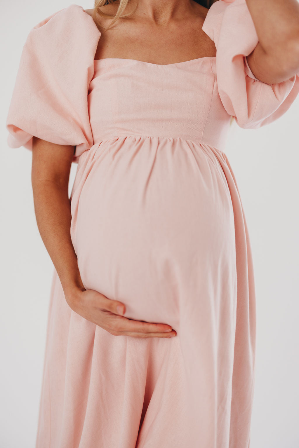 Stylish Hamilton Midi Dress in Pink - Bump Friendly Maternity Dress (Sizes S-2XL) | Perfect for Baby Showers, Date Nights & Office Wear